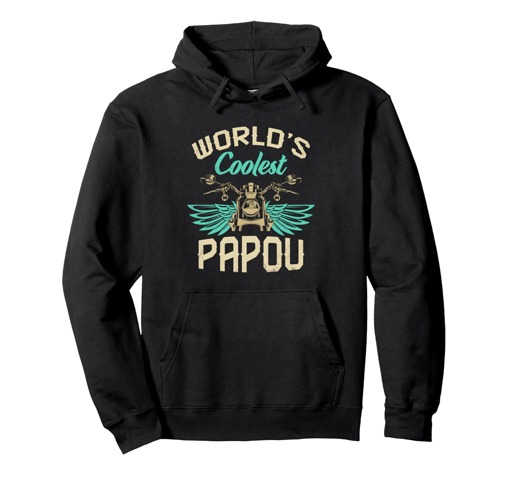Worlds Coolest Papou Motorcycle Fathers Day Hoodie - Trendy Graphic Unisex - T-Shirt, Sweatshirt, Hoodie