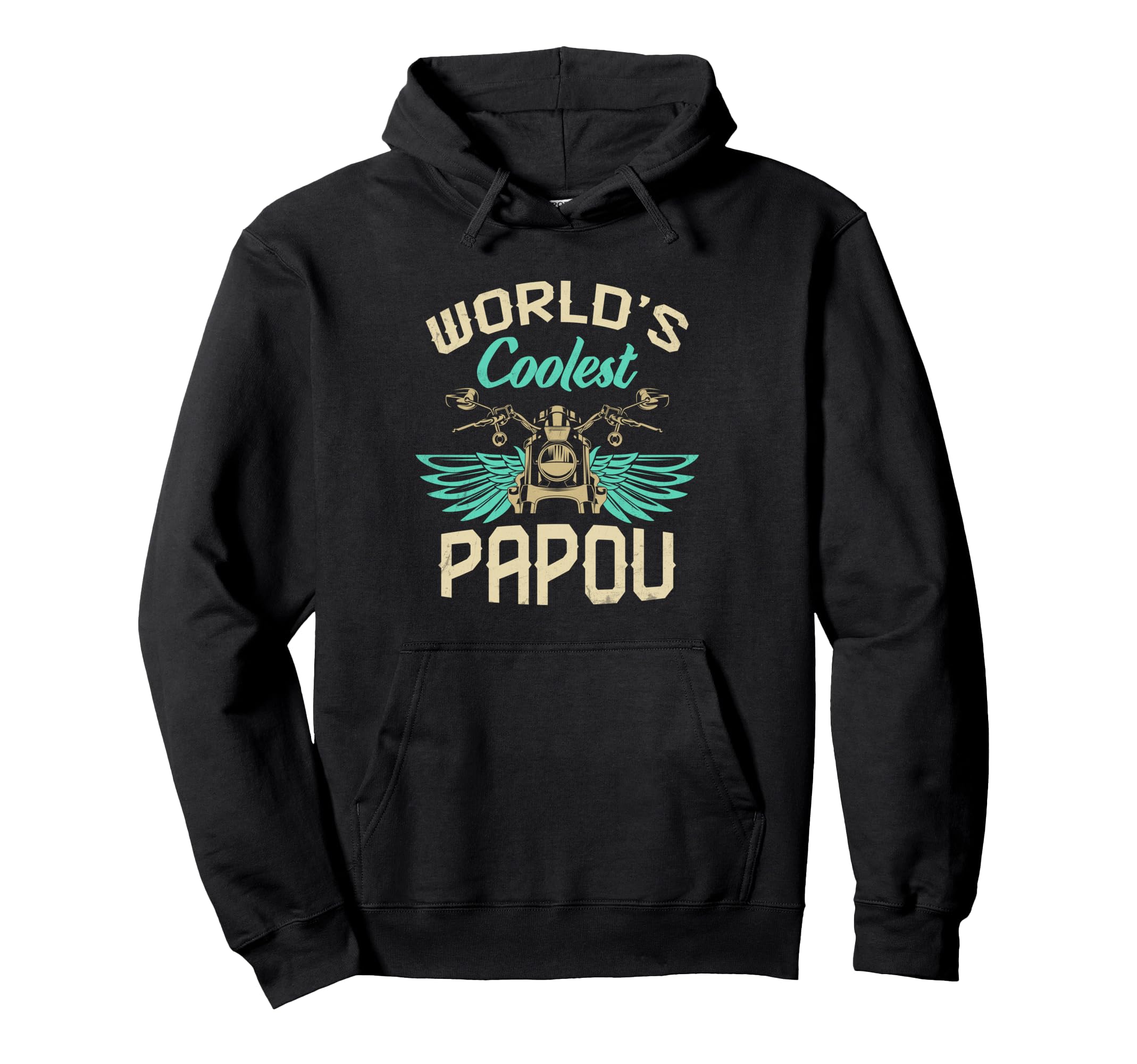 Worlds Coolest Papou Motorcycle Fathers Day Hoodie - Trendy Graphic Unisex - T-Shirt, Sweatshirt, Hoodie