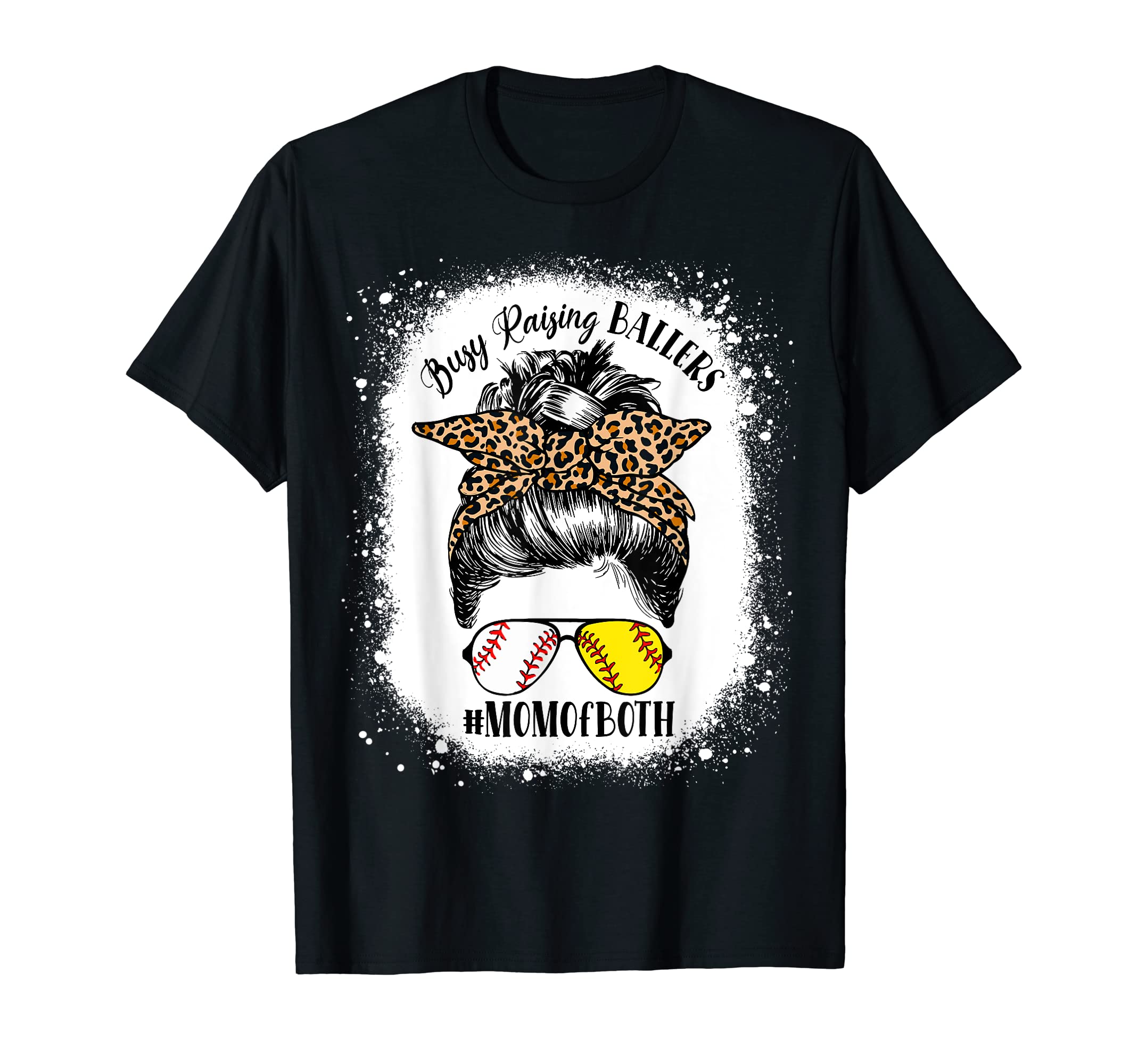 Messy Bun Mom Both Baseball Softball T-Shirt - Minimalist Print for Adults - T-Shirt, Sweatshirt, Hoodie