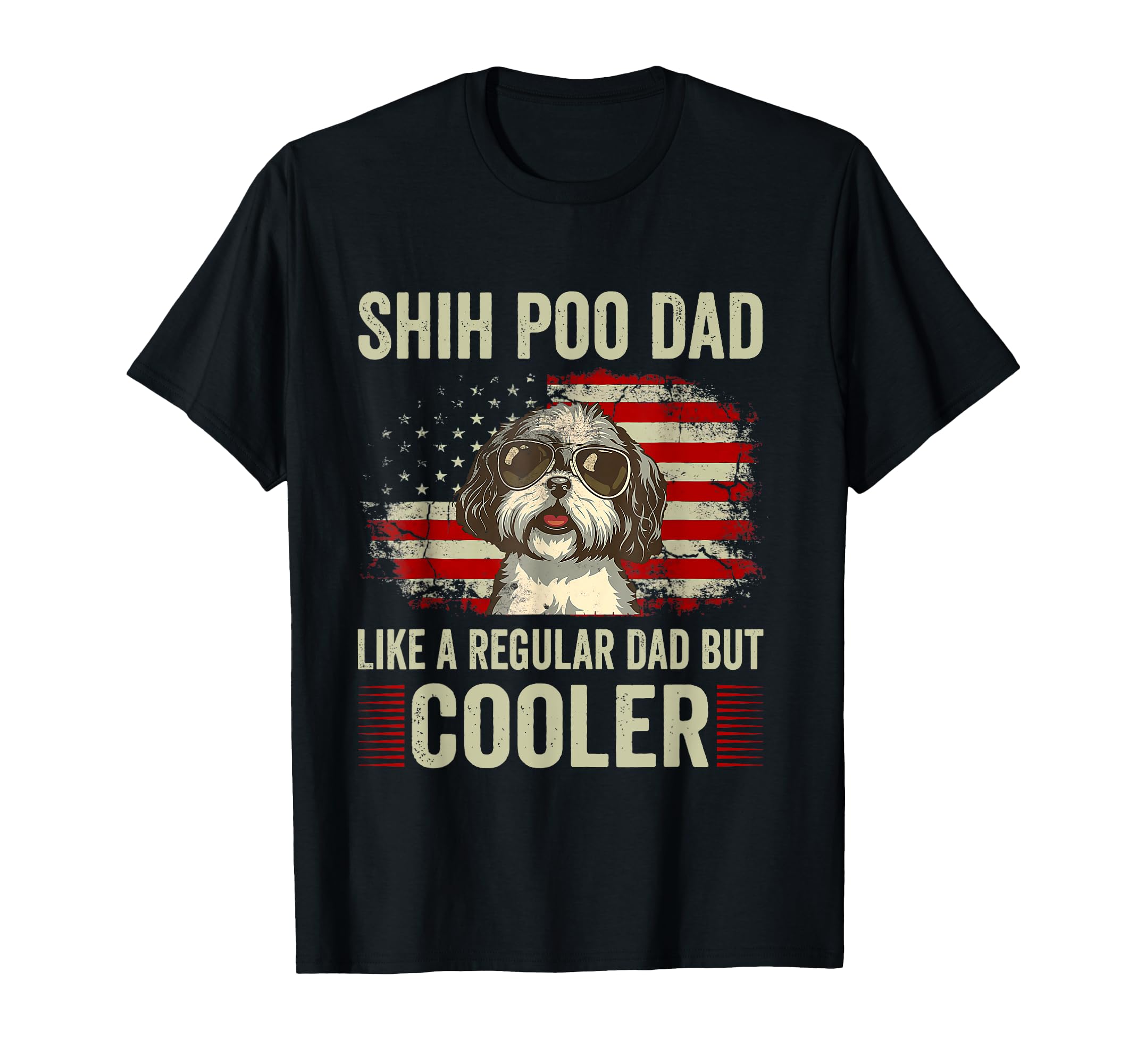 Funny American Flag Shih Poo Lovers T-Shirt - Trendy Graphic for Adults - T-Shirt, Sweatshirt, Hoodie