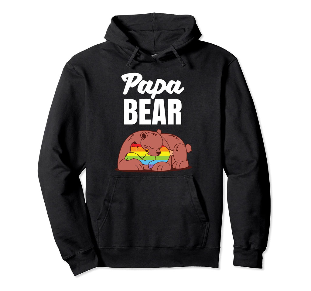 Lgbt Dad Papa Bear Camping Fathers Day Hoodie - Minimalist Print Men Women - T-Shirt, Sweatshirt, Hoodie