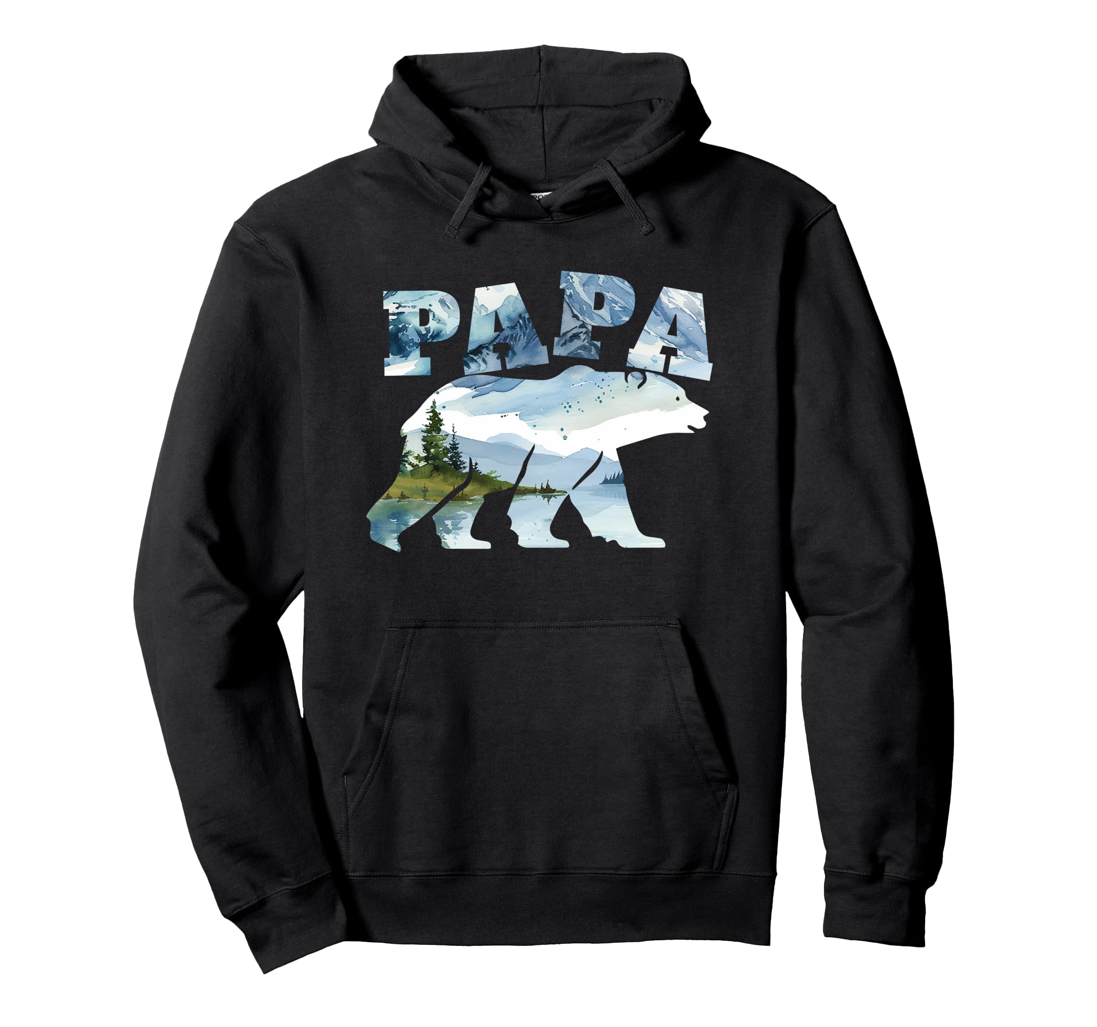 Papa Bear Mountains Forest Sky Silhouette Hoodie - Minimalist Print Unisex - T-Shirt, Sweatshirt, Hoodie