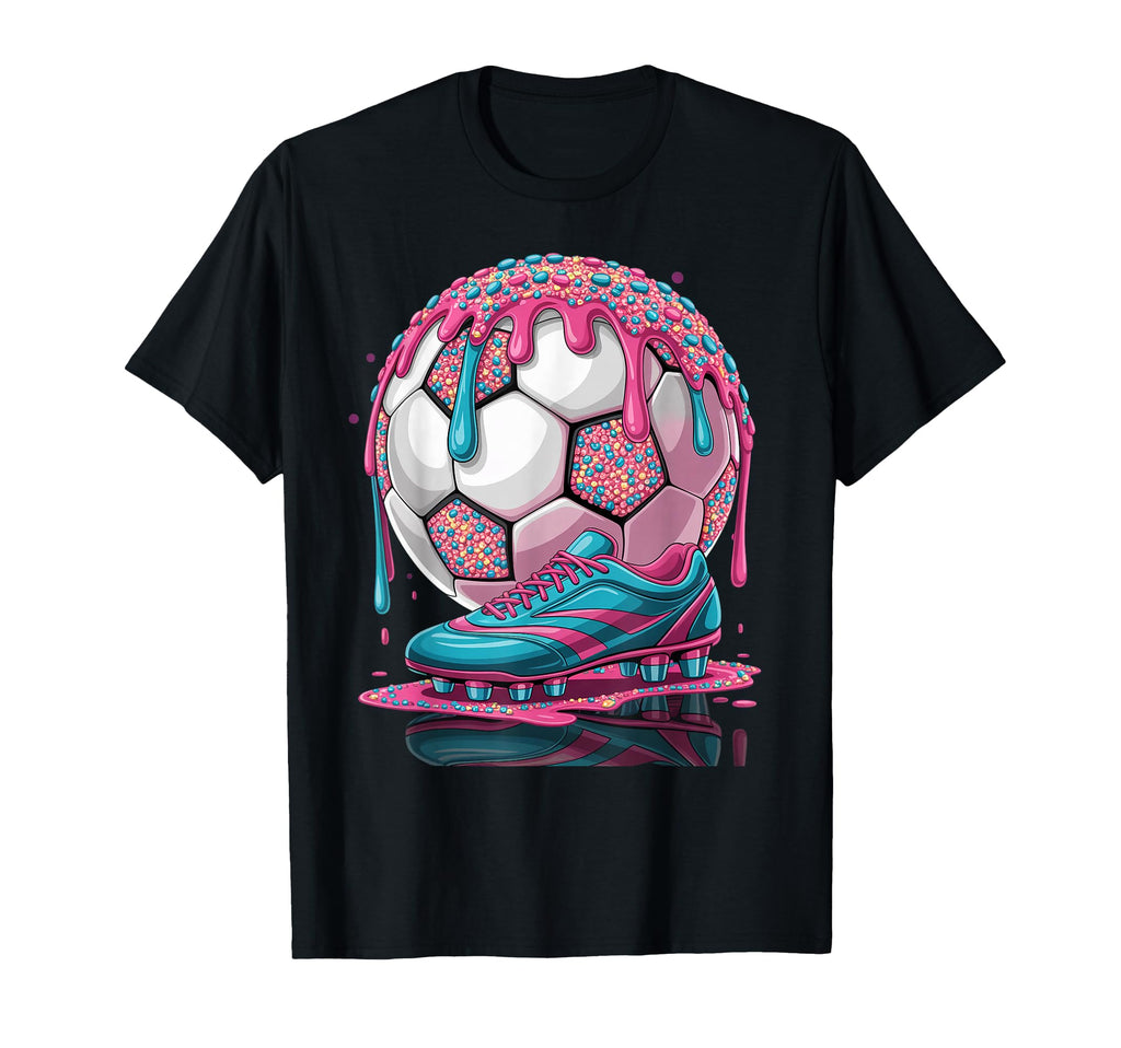 Soccer Ball Drip Ice Cream Drip T-Shirt - Fun Novelty Design Men Women - T-Shirt, Sweatshirt, Hoodie