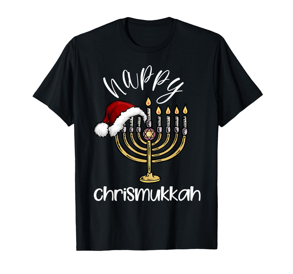 Merry Chrismukkah Happy Hanukkah Santa Hat T-Shirt - Graphic Print Unisex - T-Shirt, Sweatshirt, Hoodie