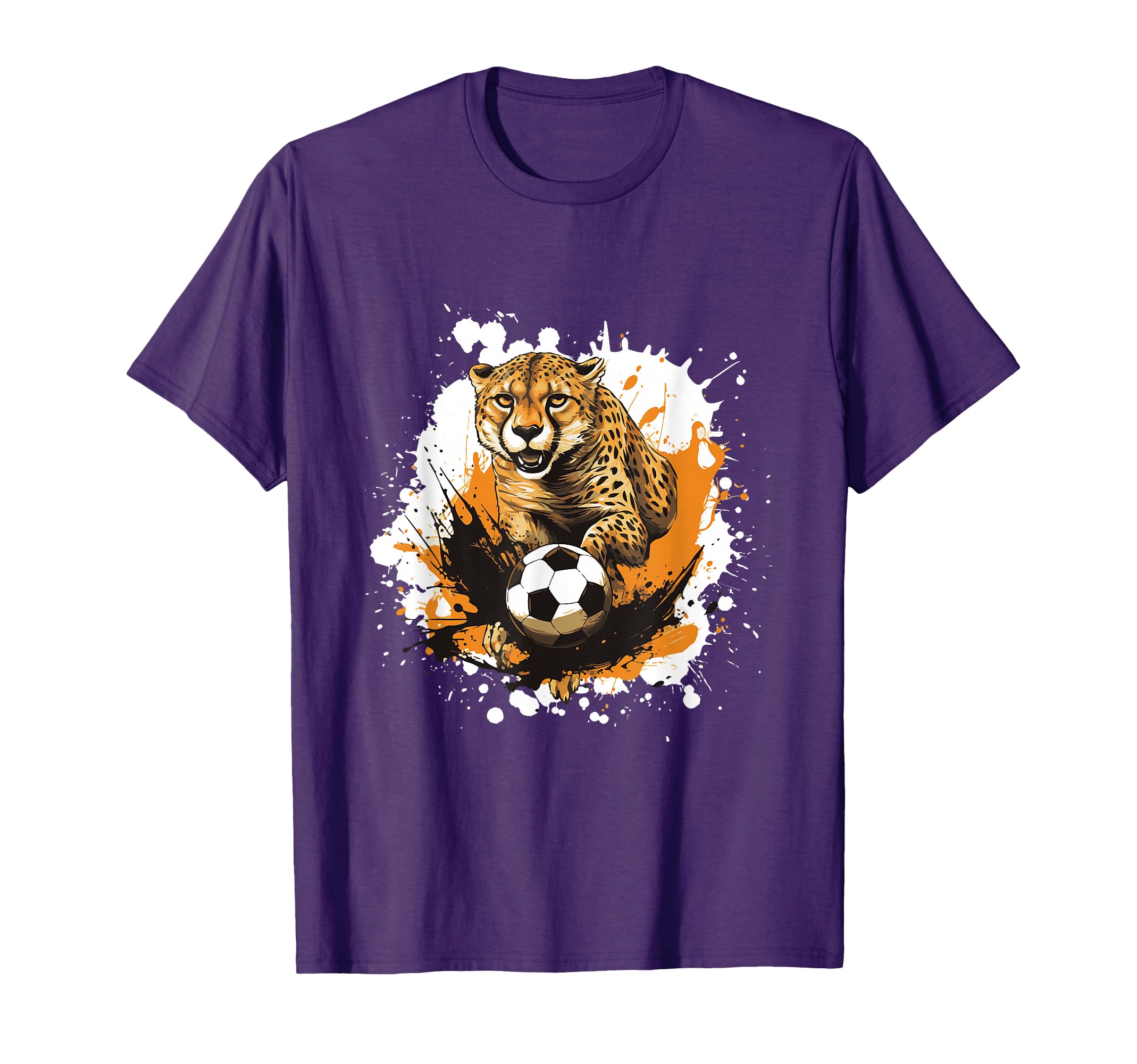 Cheetah Playing Soccer Funny Animal T-Shirt - Minimalist Print Men Women - T-Shirt, Sweatshirt, Hoodie