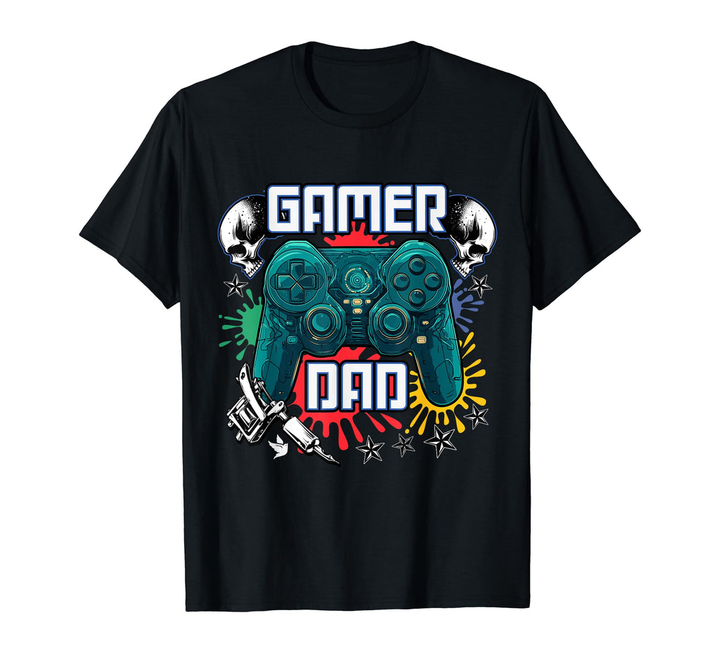 Gamer Dad Gaming And Tattoos Color T-Shirt - Trendy Graphic Men Women - T-Shirt, Sweatshirt, Hoodie