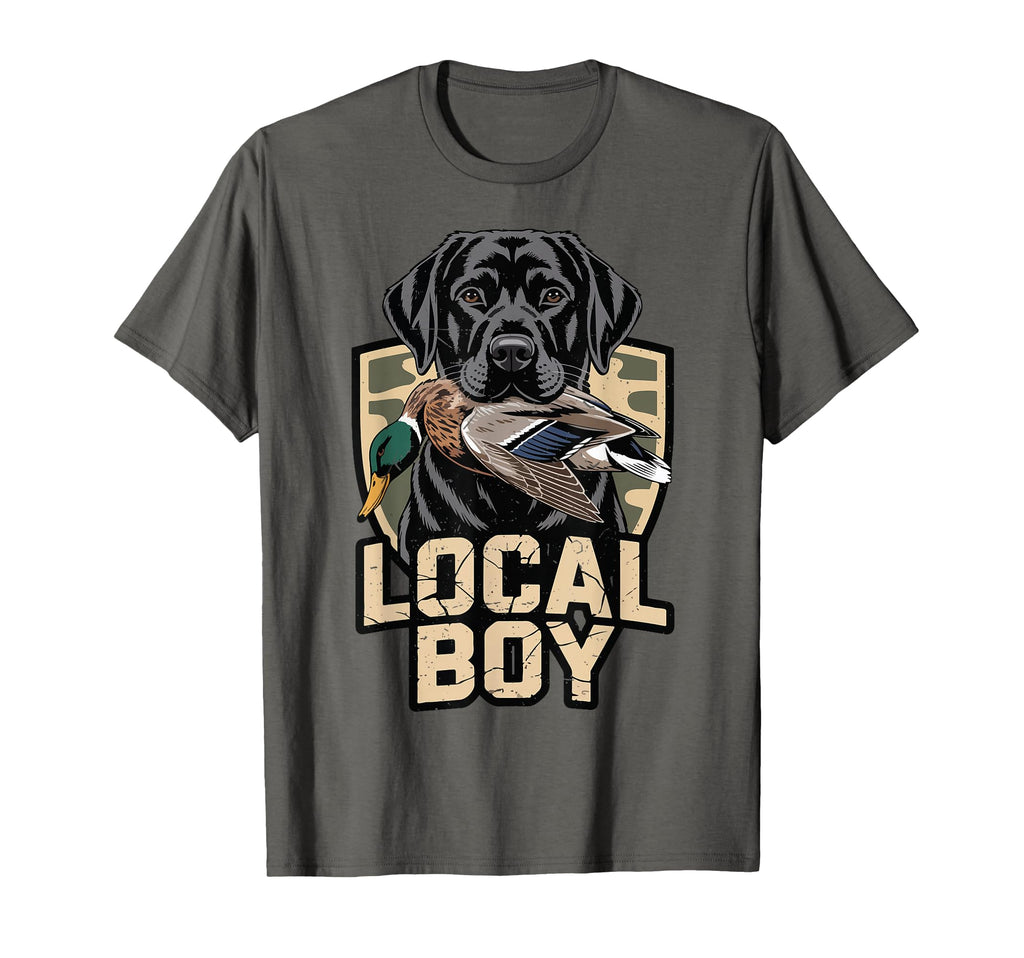 Camo Duck Hunting Local Black Lab Dog Funny T-Shirt - Graphic Print Unisex - T-Shirt, Sweatshirt, Hoodie