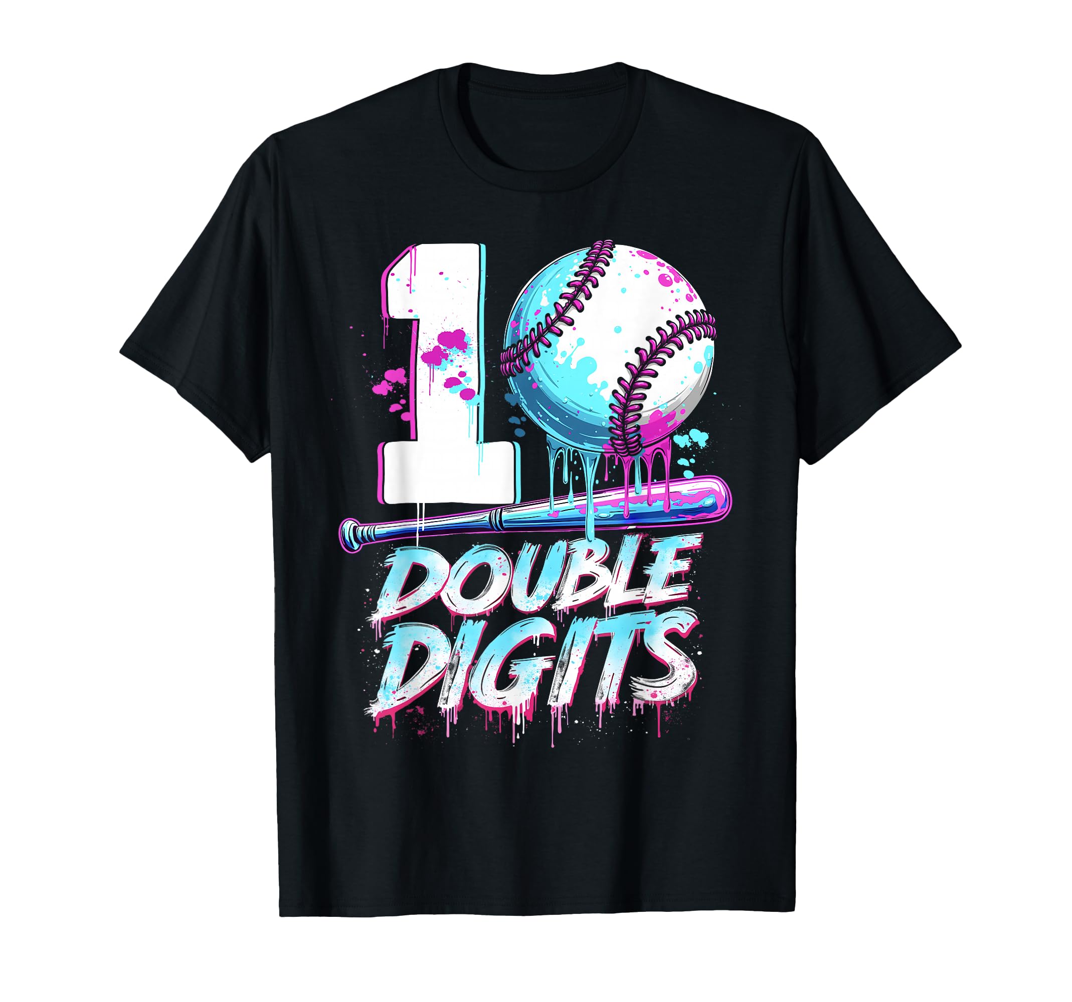 Baseball 10 Years Old Birthday Double T-Shirt - Trendy Graphic Unisex - T-Shirt, Sweatshirt, Hoodie