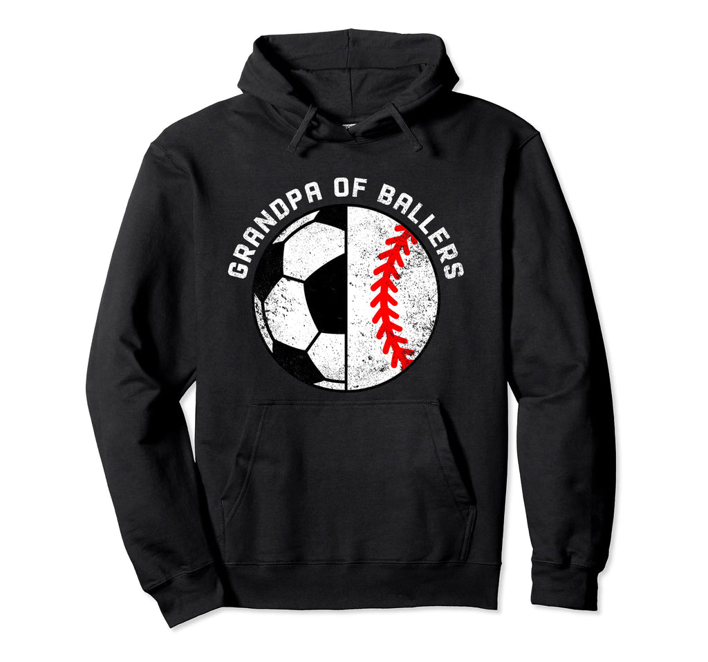 Grandpa Ballers Funny Soccer Baseball Hoodie - Graphic Print for Adults - T-Shirt, Sweatshirt, Hoodie