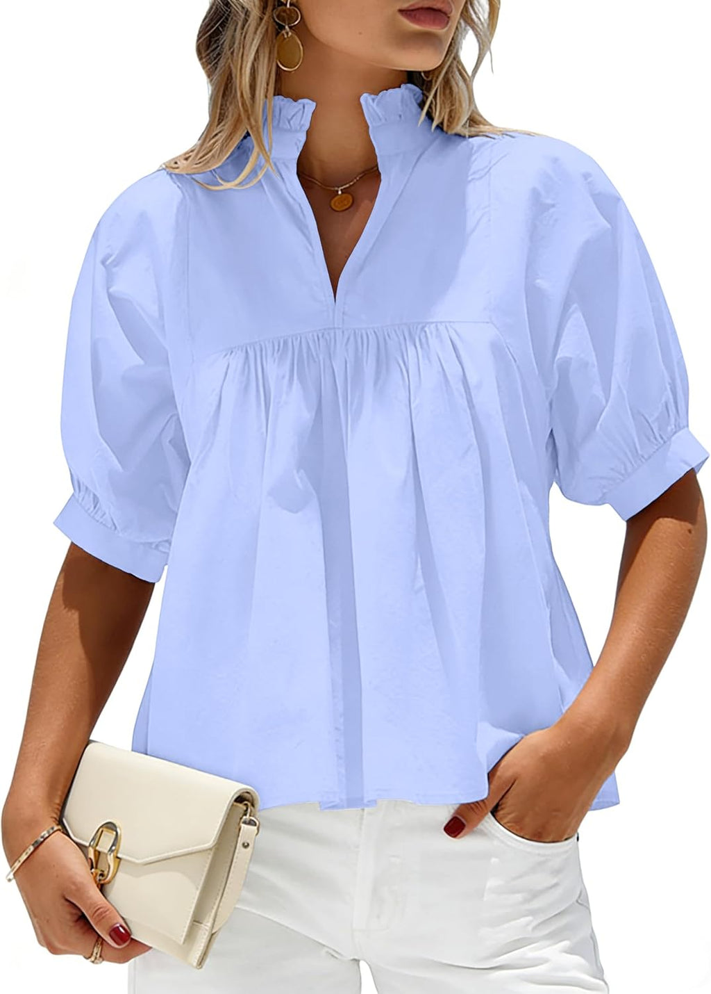 Puff Sleeve Blouses for Women Dressy Casual High - Adult & Kids T-Shirts, Sweatshirts & Hoodies apparel design preview 1