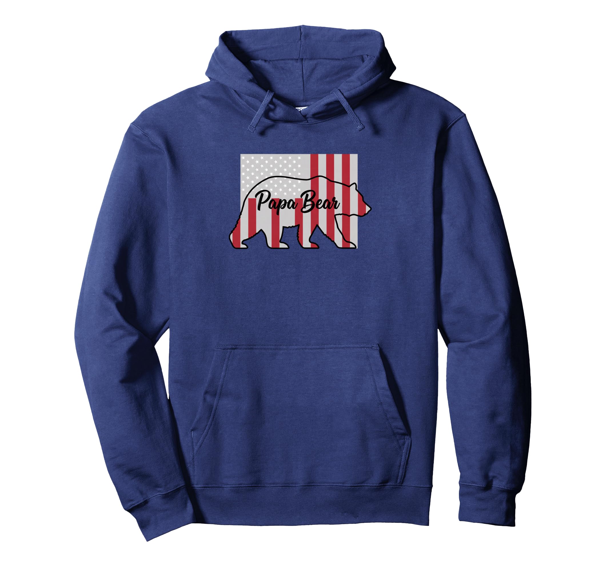 Papa Bear Patriotic Flag Fathers Hoodie - Casual Everyday Wear for Adults - T-Shirt, Sweatshirt, Hoodie