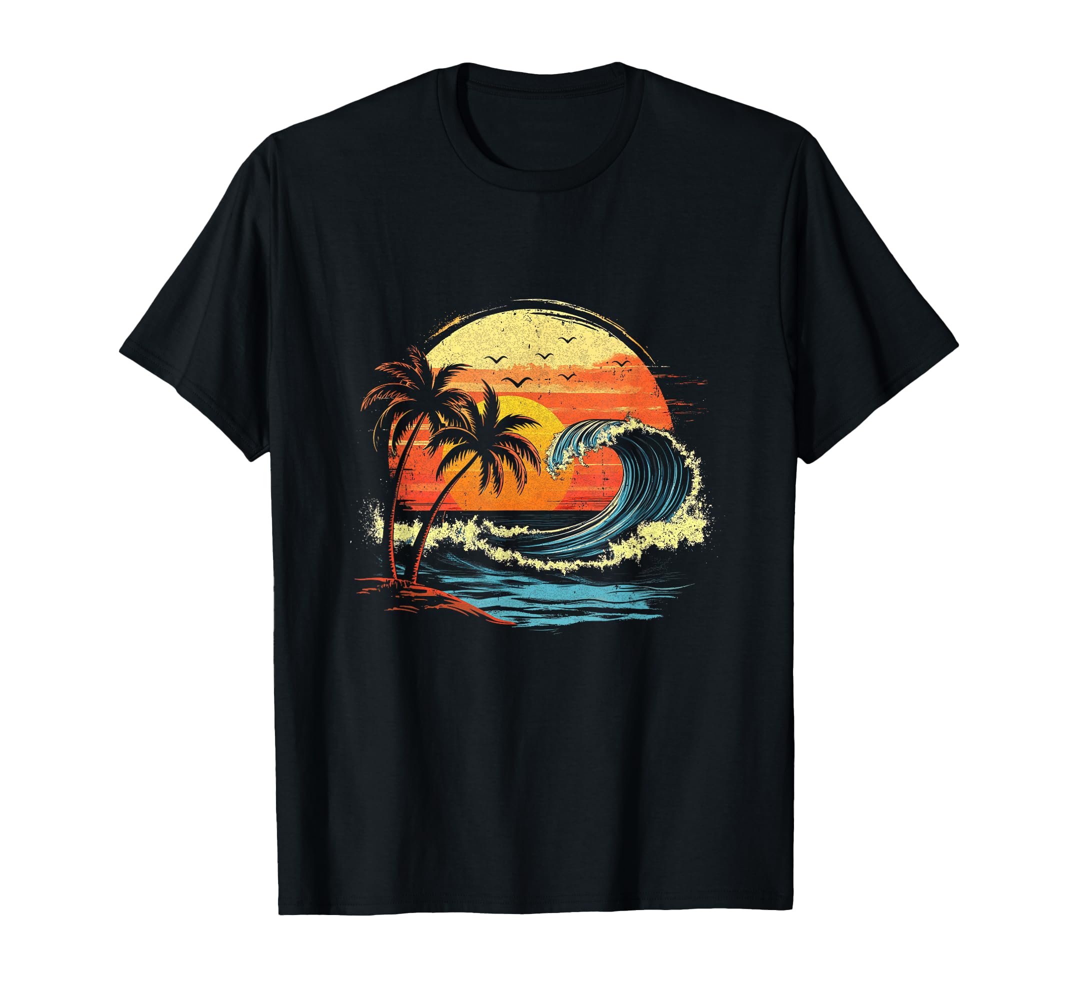 Sunset Tropical Beach Palm Tree T-Shirt - Novelty Apparel Unisex - T-Shirt, Sweatshirt, Hoodie