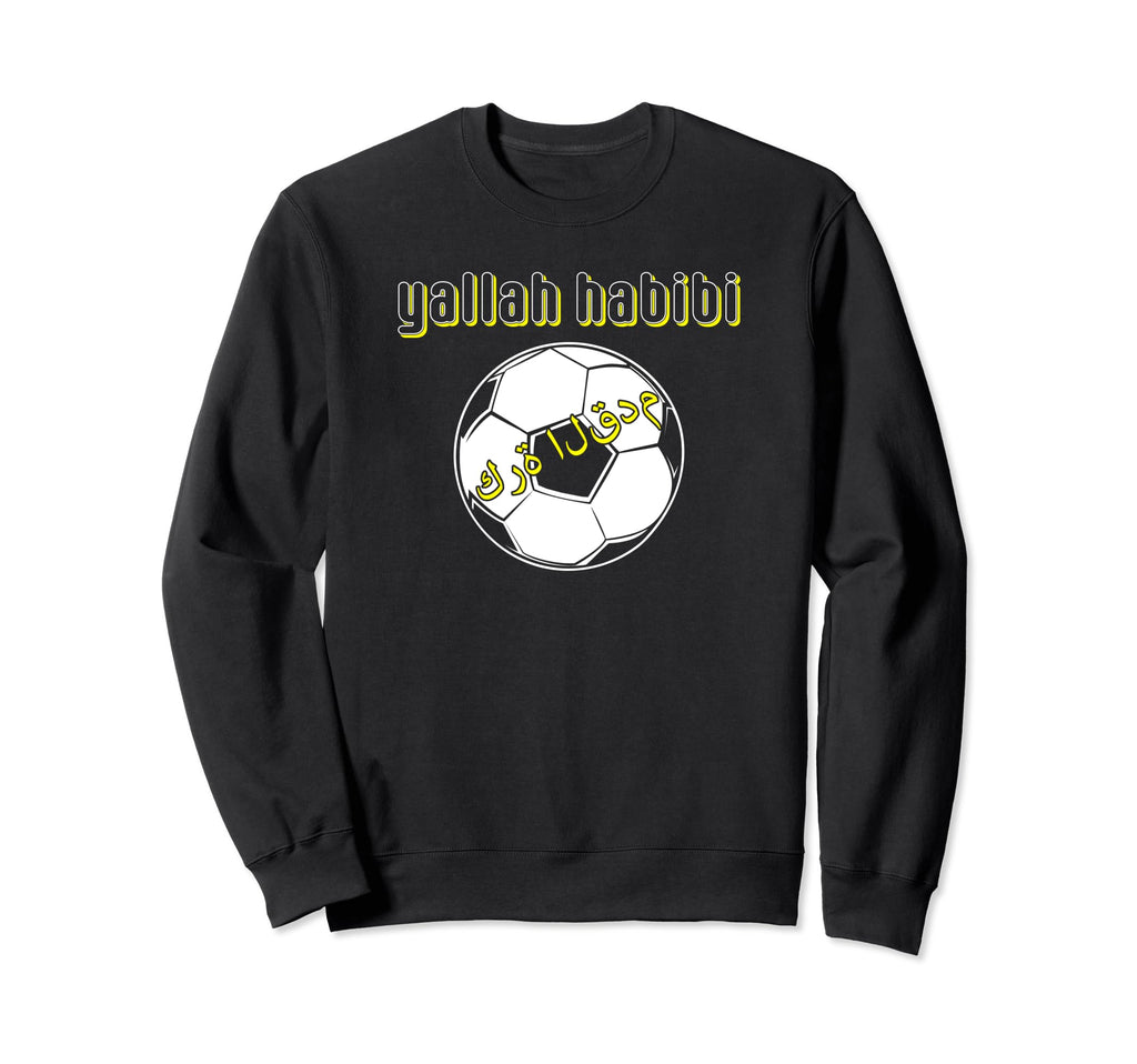 Yalla Habibi Arabic Soccer Fan Sweatshirt - Fun Novelty Design for Adults - T-Shirt, Sweatshirt, Hoodie