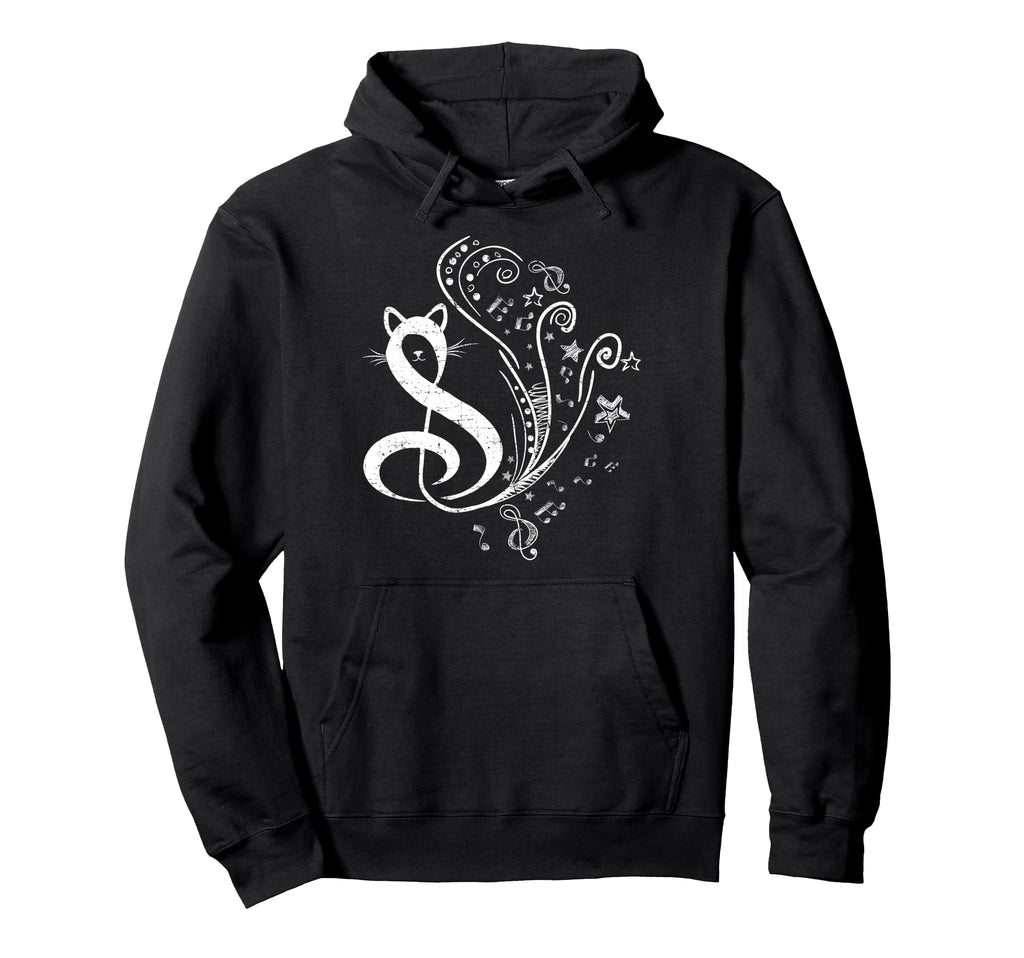 Cat Treble Clef Symbol Music Cats Hoodie - Aesthetic Graphic for Adults - T-Shirt, Sweatshirt, Hoodie
