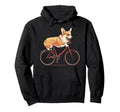 Pembroke Welsh Corgi Cycling Dog Hoodie - Aesthetic Graphic for Adults - T-Shirt, Sweatshirt, Hoodie