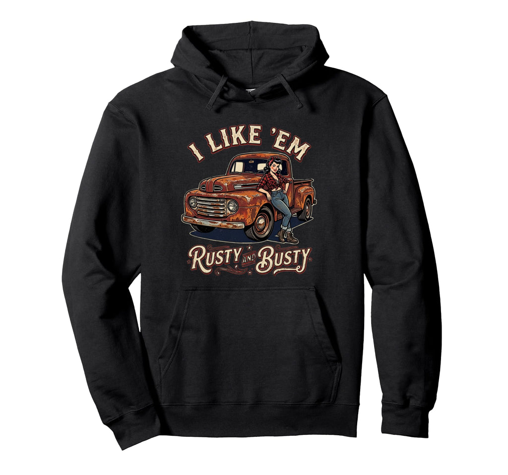 Rusty Old Truck Pin Up Cartoon Gift Hoodie - Custom Art Print Men Women - T-Shirt, Sweatshirt, Hoodie