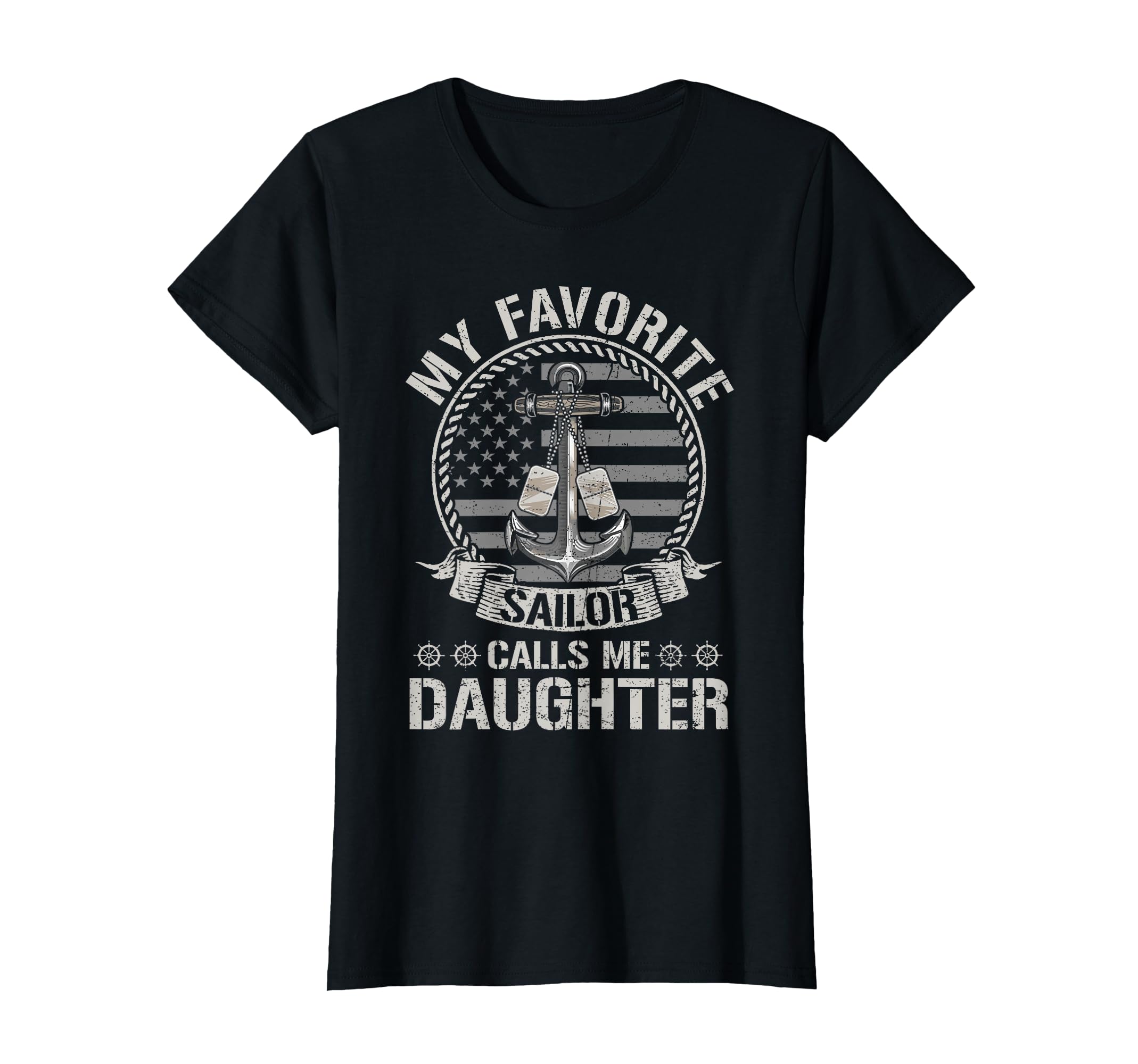 Proud Us Sailor Daughter Anchor Flag Usa T-Shirt - Custom Art Print Unisex - T-Shirt, Sweatshirt, Hoodie