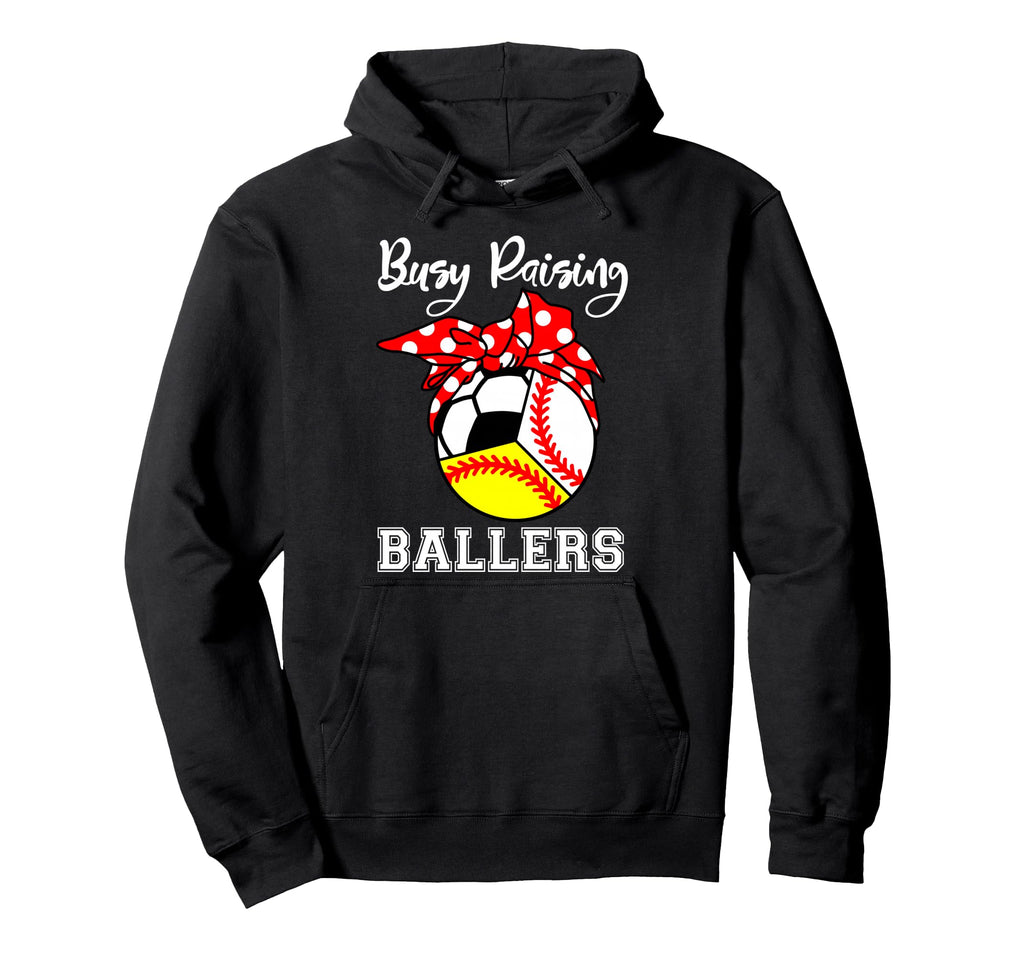 Busy Raising Ballers Funny Baseball Hoodie - Novelty Apparel Men Women - T-Shirt, Sweatshirt, Hoodie