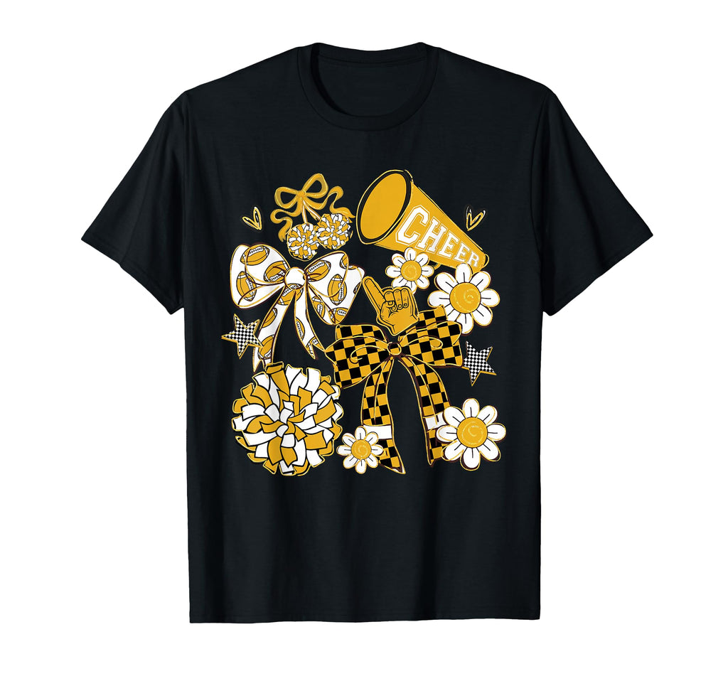 Coquette Bow Football Gold Black T-Shirt - Streetwear Style for Adults - T-Shirt, Sweatshirt, Hoodie