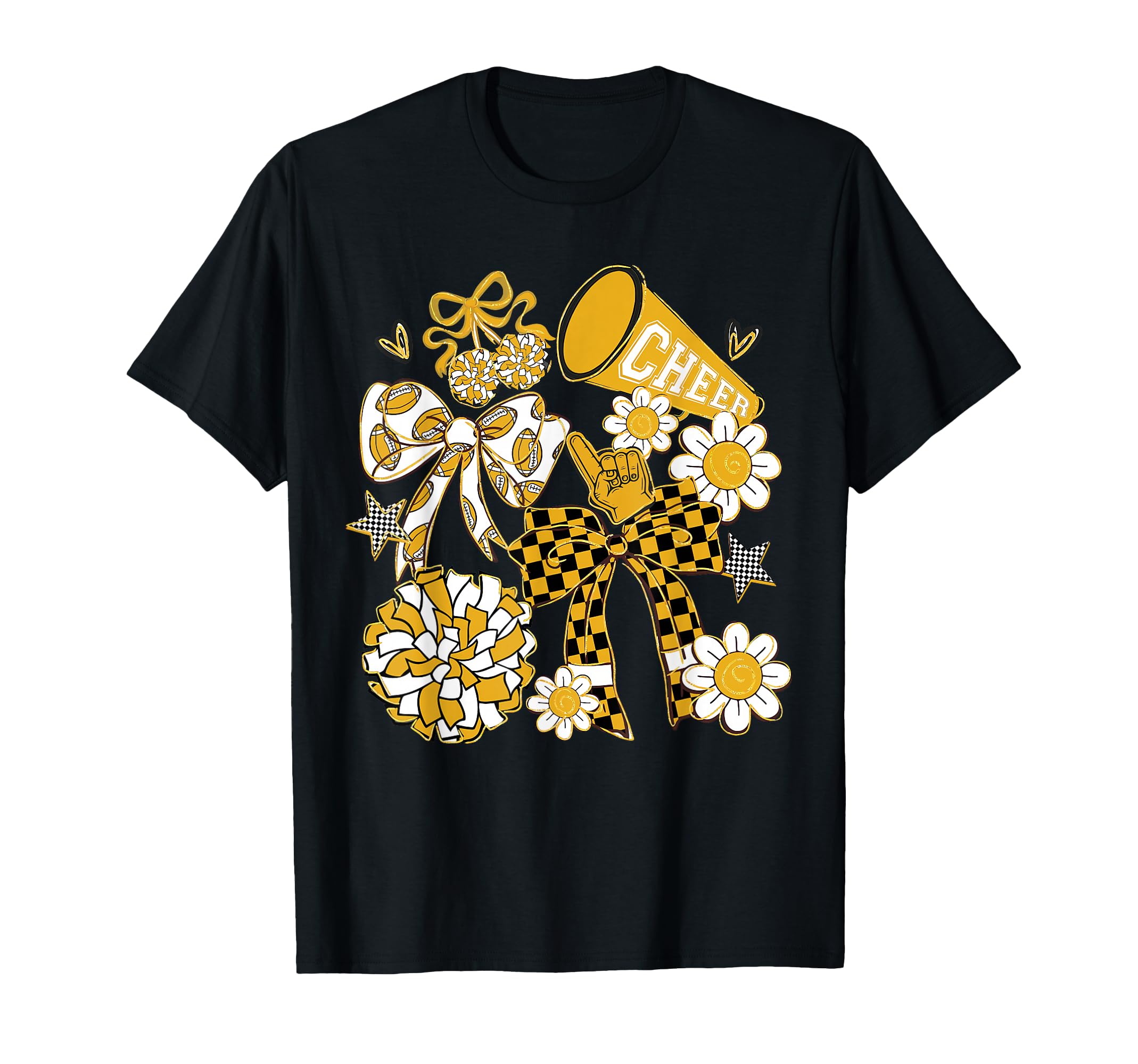 Coquette Bow Football Gold Black T-Shirt - Streetwear Style for Adults - T-Shirt, Sweatshirt, Hoodie