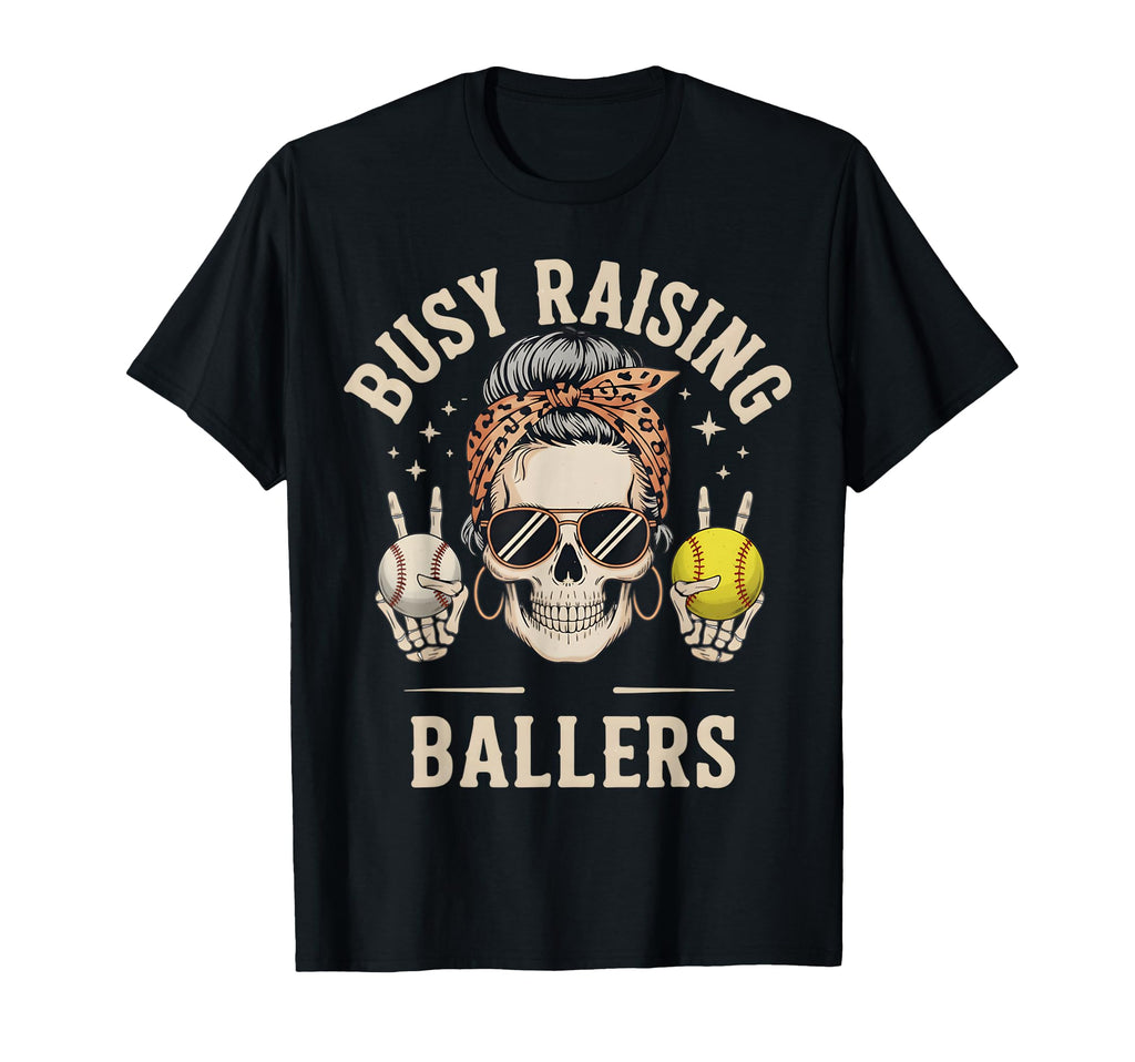 Skeleton Messy Bun Mom Raising T-Shirt - Casual Everyday Wear for Adults - T-Shirt, Sweatshirt, Hoodie