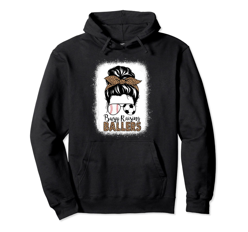 Baseball Soccer Mom Messy Bun Leopard Hoodie - Minimalist Print Men Women - T-Shirt, Sweatshirt, Hoodie