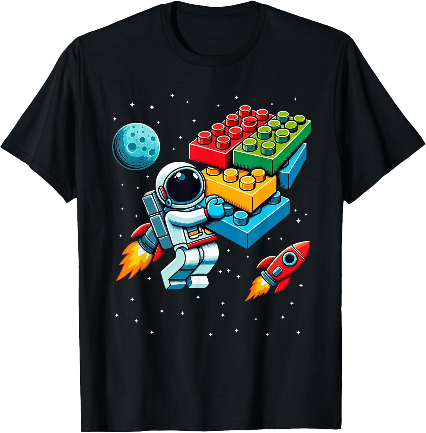 Master Builder Space Astronaut Building Blocks Bricks - Adult & Kids T-Shirts, Sweatshirts & Hoodies apparel design preview 1
