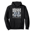 Soccer Sister Fan Coquette Bow Ball Groovy Hoodie - Trendy Graphic Unisex - T-Shirt, Sweatshirt, Hoodie