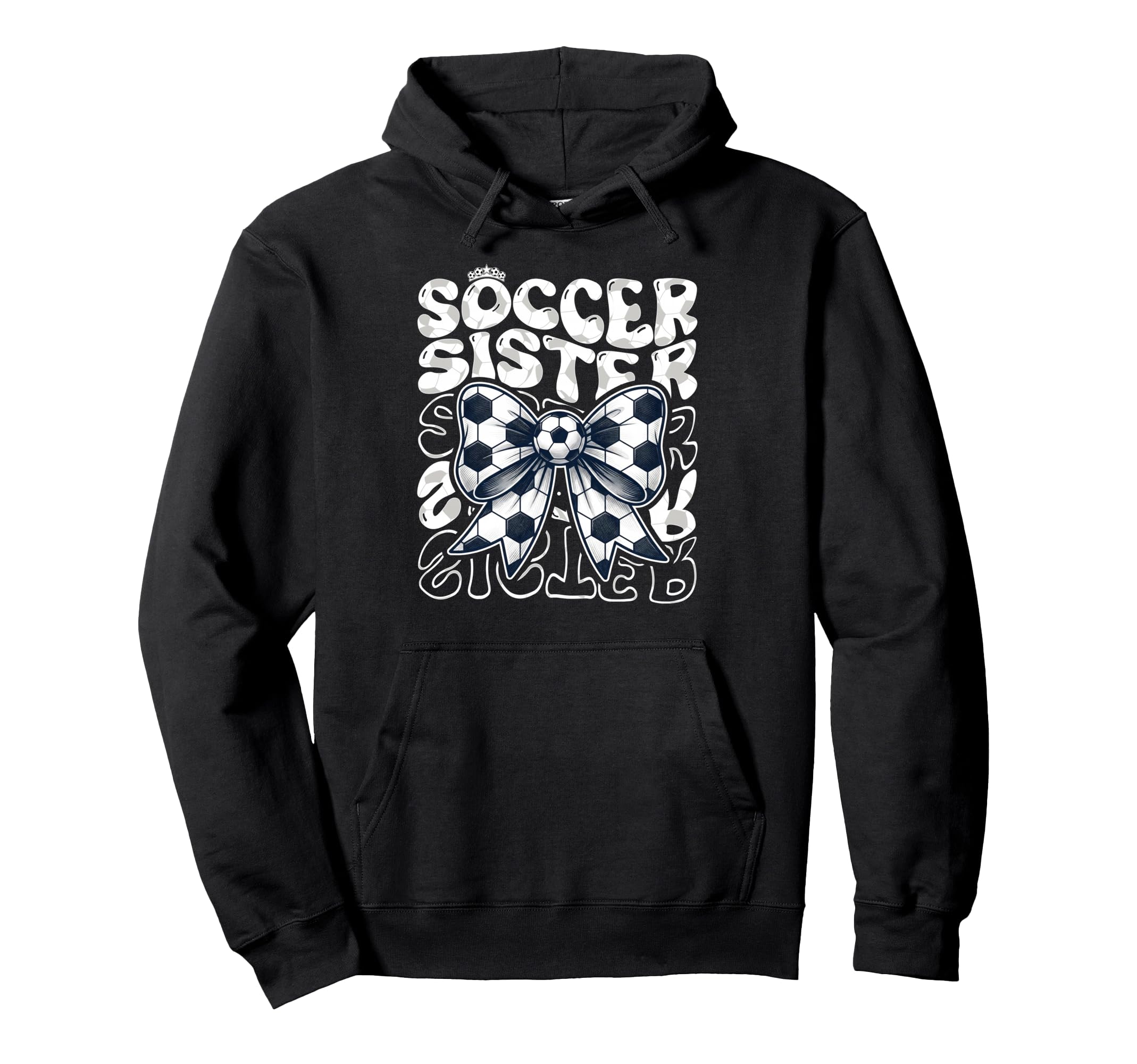 Soccer Sister Fan Coquette Bow Ball Groovy Hoodie - Trendy Graphic Unisex - T-Shirt, Sweatshirt, Hoodie