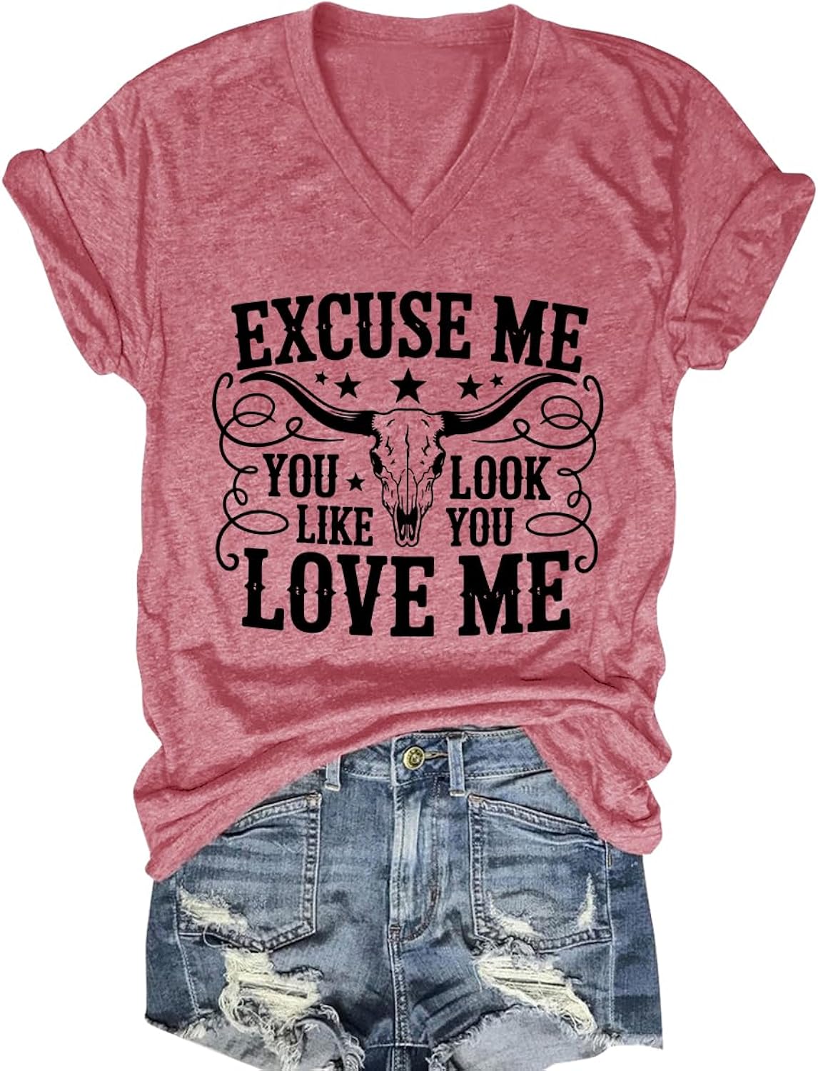 Excuse me You Look Like Love Vintage Cow Skull - Adult & Kids T-Shirts, Sweatshirts & Hoodies apparel design preview 1