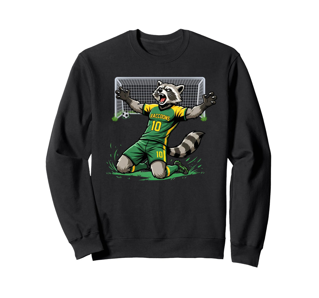 Funny Feral Raccoon Soccer Player Sweatshirt - Streetwear Style for Adults - T-Shirt, Sweatshirt, Hoodie