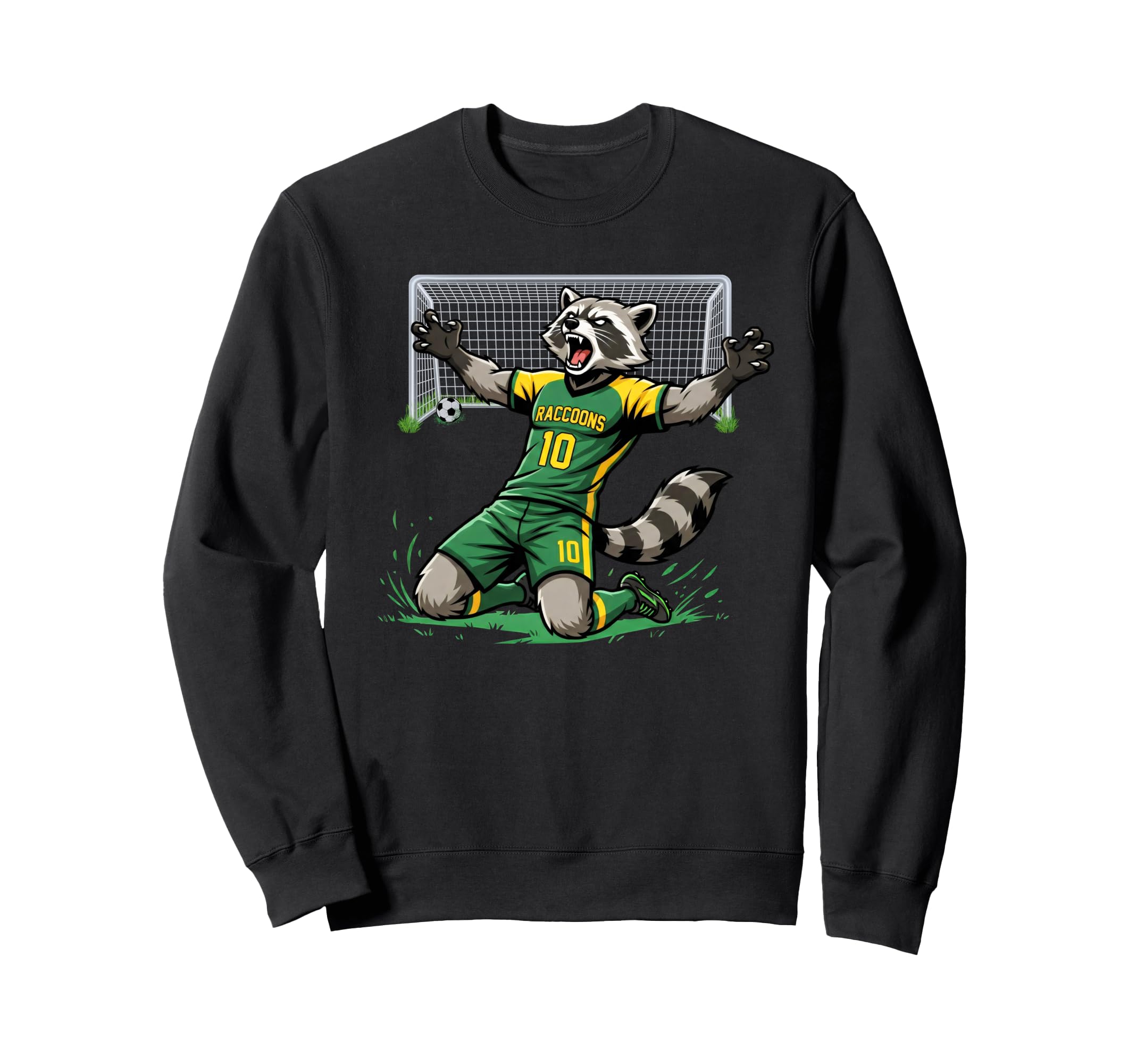 Funny Feral Raccoon Soccer Player Sweatshirt - Streetwear Style for Adults - T-Shirt, Sweatshirt, Hoodie