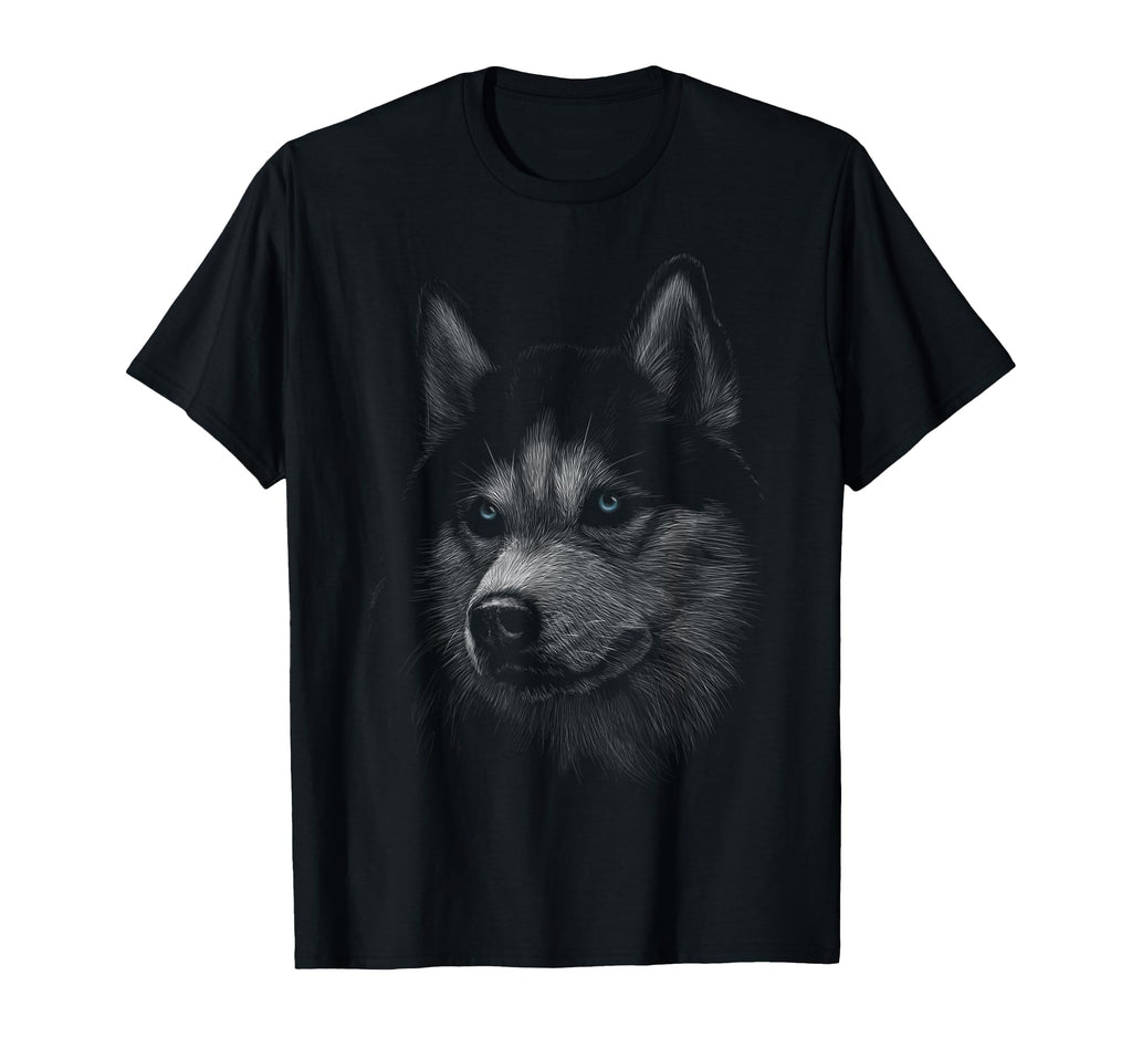 Siberian Husky Dog Head Art Gift T-Shirt - Casual Everyday Wear Unisex - T-Shirt, Sweatshirt, Hoodie