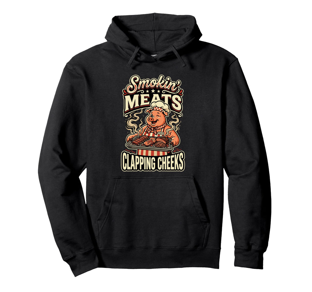 Smokin Meats Clapping Cheeks Bbq Pig Hoodie - Unique Graphic Men Women - T-Shirt, Sweatshirt, Hoodie