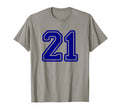 Number 21 Sport Blue Varsity Number 21 T-Shirt - Custom Art Print Unisex - T-Shirt, Sweatshirt, Hoodie