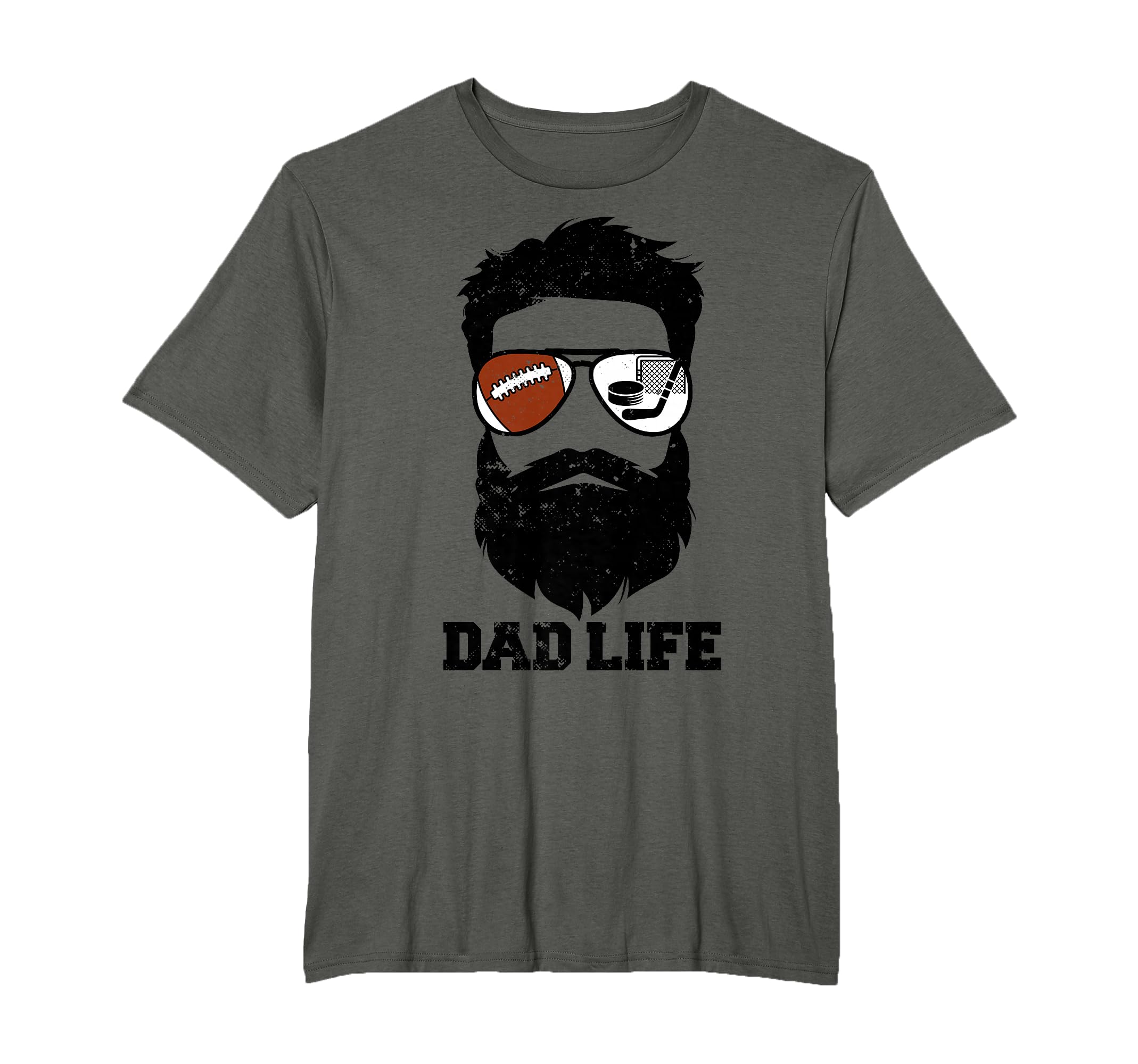Football Hockey Dad Messy Hair Beard T-Shirt - Graphic Print Men Women - T-Shirt, Sweatshirt, Hoodie