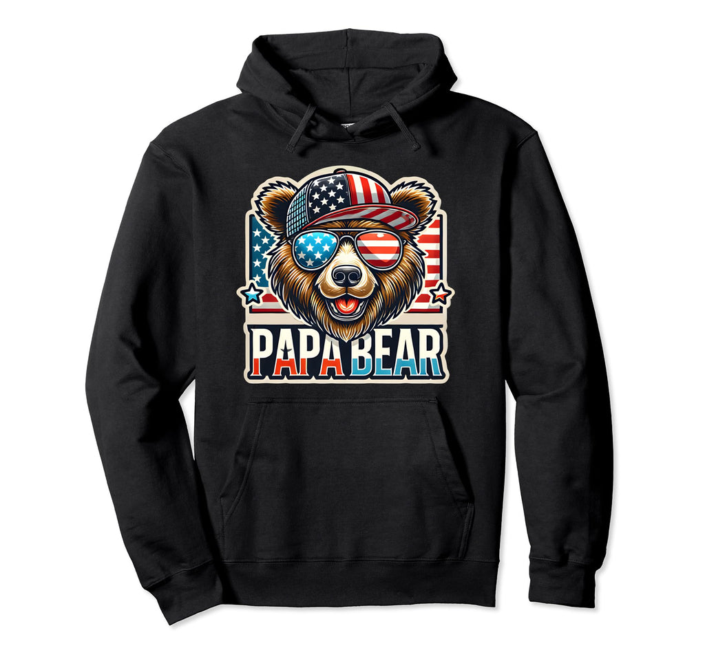 Papa Bear Funny Fathers Day Usa Hoodie - Casual Everyday Wear for Adults - T-Shirt, Sweatshirt, Hoodie