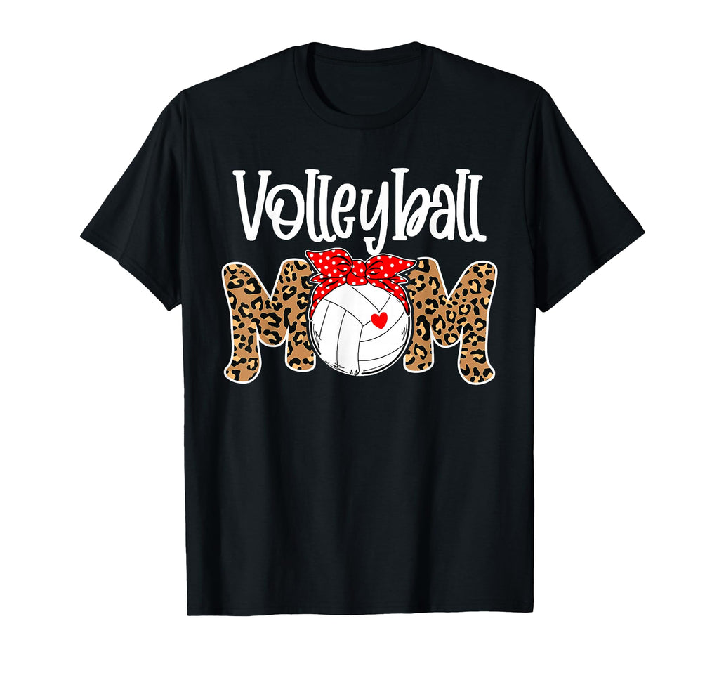 Volleyball Mom Leopard Messy Bun T-Shirt - Aesthetic Graphic Men Women - T-Shirt, Sweatshirt, Hoodie