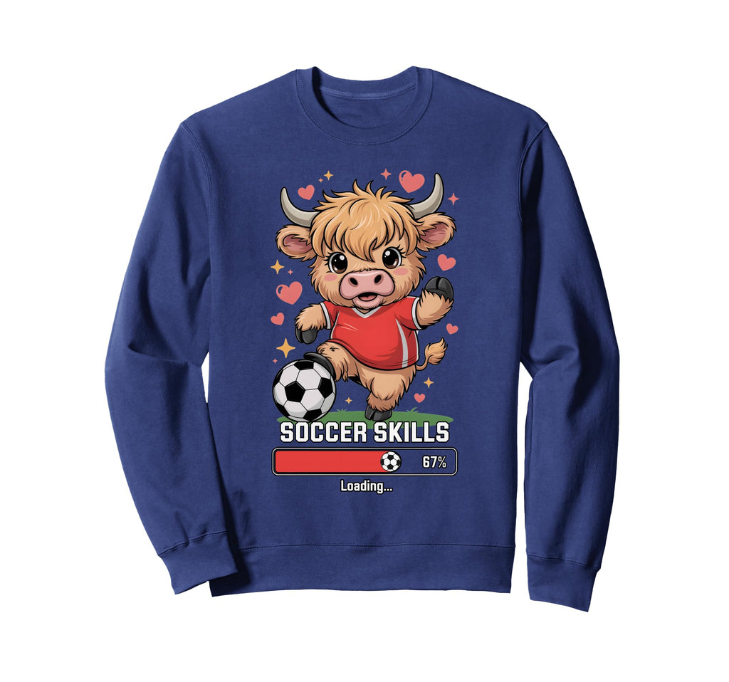 Kawaii Soccer Cow Skills Loading Sweatshirt - Custom Art Print Men Women - T-Shirt, Sweatshirt, Hoodie