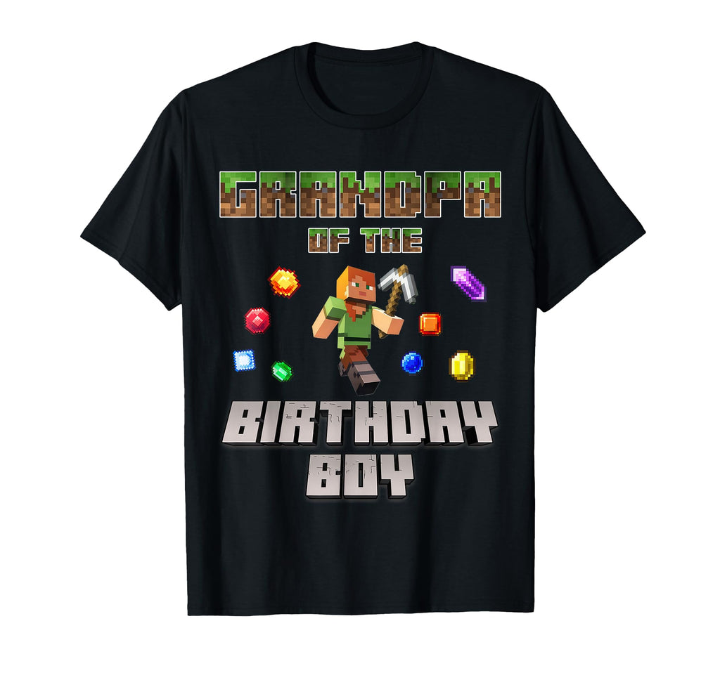 Grandpa Birthday Video Gamer Pixel T-Shirt - Custom Art Print Men Women - T-Shirt, Sweatshirt, Hoodie