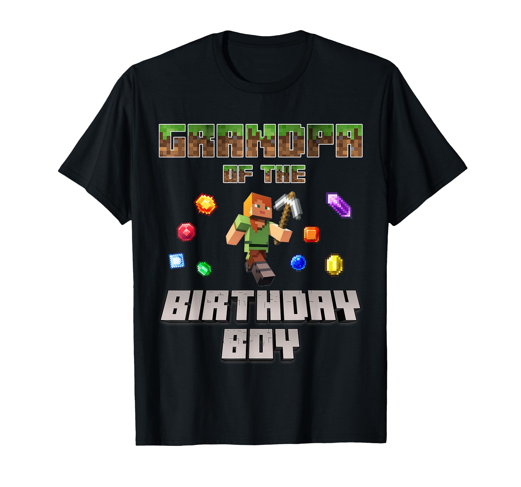 Grandpa Birthday Video Gamer Pixel T-Shirt - Custom Art Print Men Women - T-Shirt, Sweatshirt, Hoodie