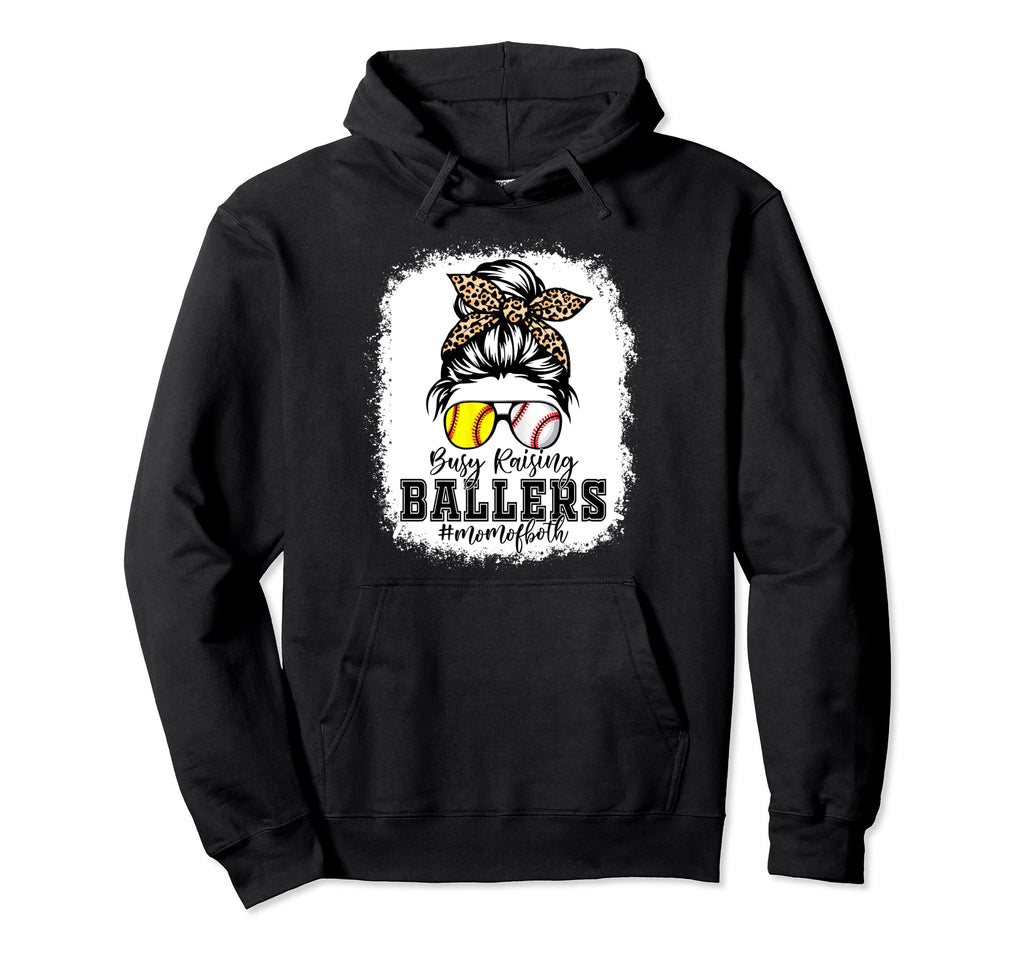 Leopard Busy Raising Ballers Softball Hoodie - Minimalist Print Unisex - T-Shirt, Sweatshirt, Hoodie