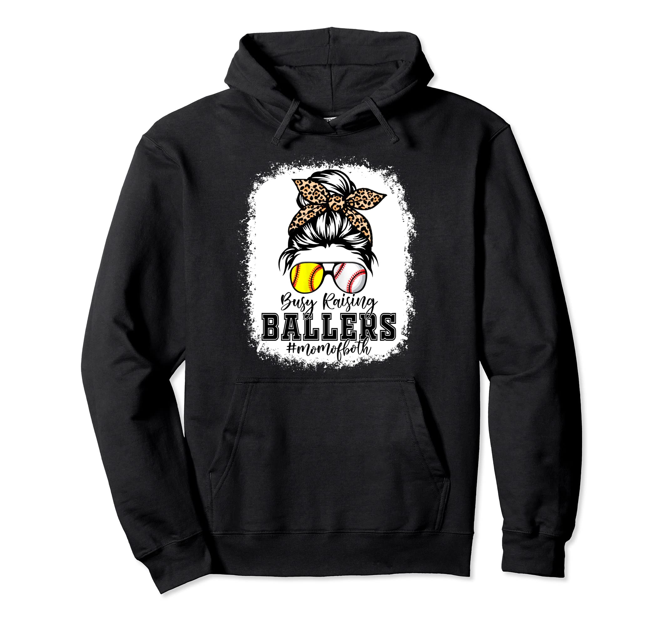 Leopard Busy Raising Ballers Softball Hoodie - Minimalist Print Unisex - T-Shirt, Sweatshirt, Hoodie