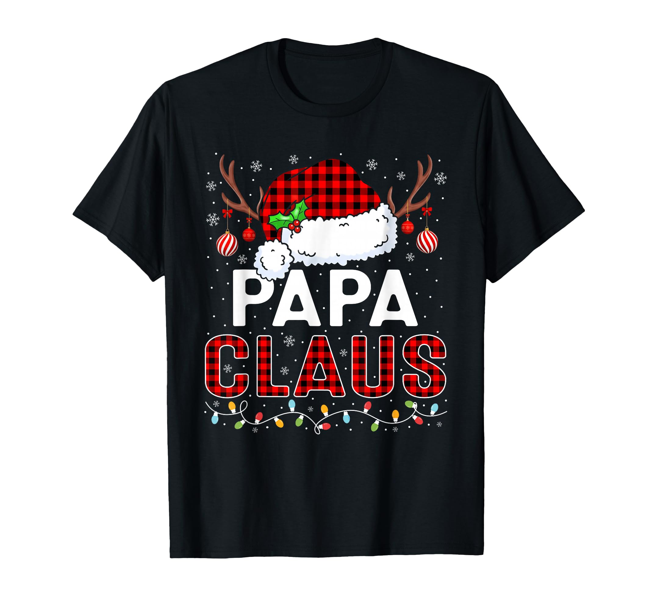 Papa Claus Lights Santa Hat Pajama T-Shirt - Trendy Graphic for Adults - T-Shirt, Sweatshirt, Hoodie