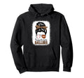 Baseball Football Mom Messy Bun Busy Hoodie - Fun Novelty Design Unisex - T-Shirt, Sweatshirt, Hoodie