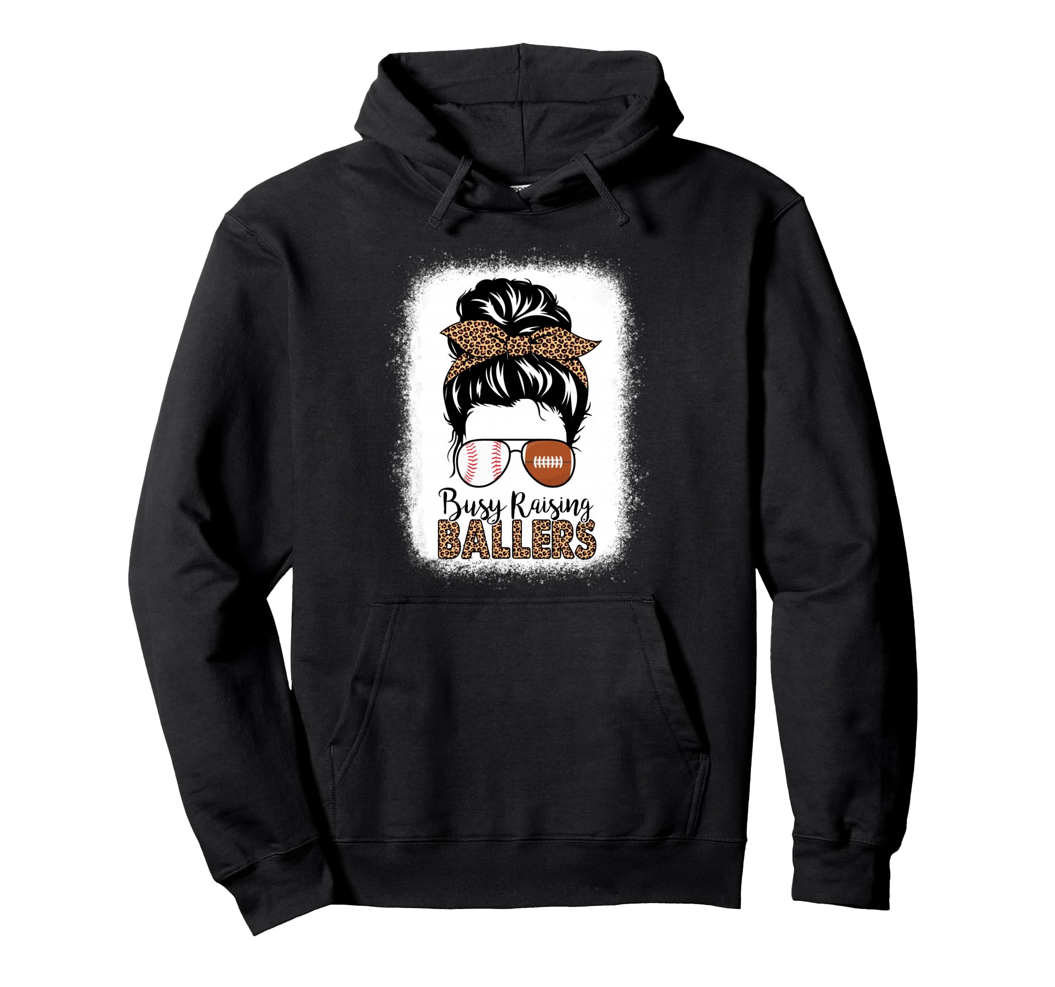 Baseball Football Mom Messy Bun Busy Hoodie - Fun Novelty Design Unisex - T-Shirt, Sweatshirt, Hoodie