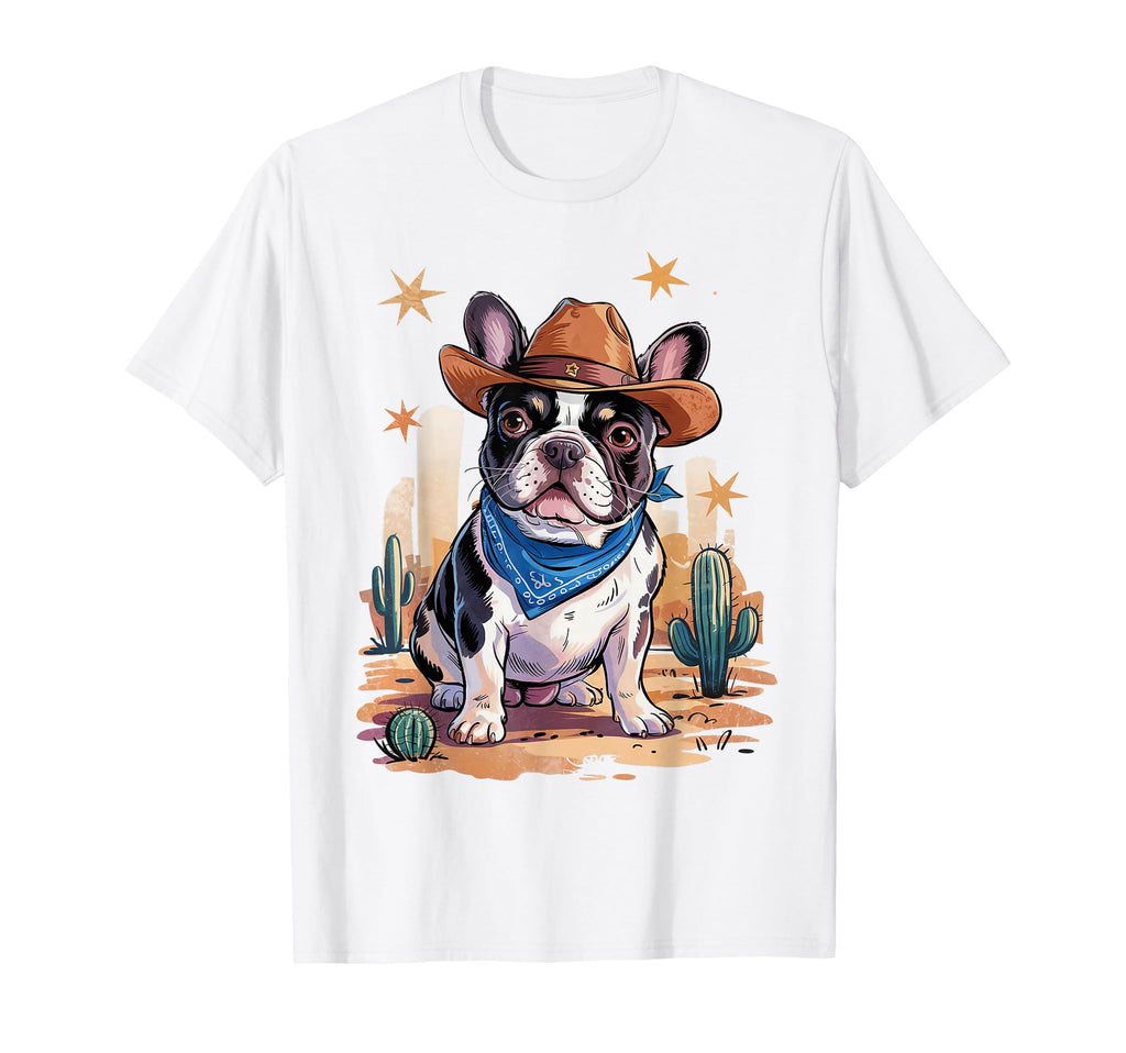 French Bulldog Cowboy Dog Western T-Shirt - Graphic Print Men Women - T-Shirt, Sweatshirt, Hoodie