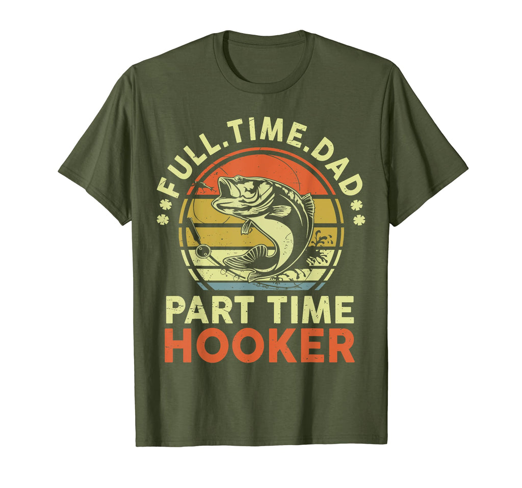 Bass Fishing Father Day Funny Full Time T-Shirt - Custom Art Print Unisex - T-Shirt, Sweatshirt, Hoodie