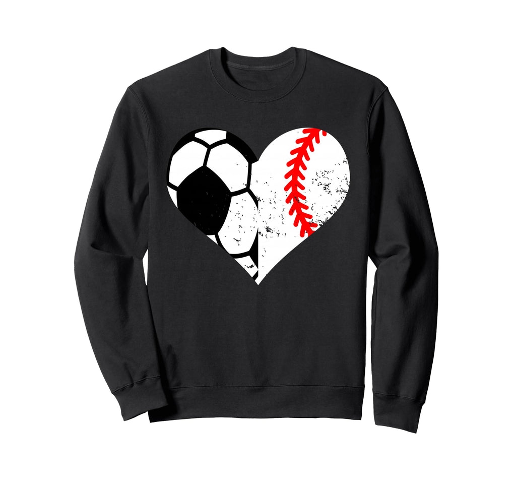 Soccer Baseball Heart Funny Sweatshirt - Fun Novelty Design for Adults - T-Shirt, Sweatshirt, Hoodie