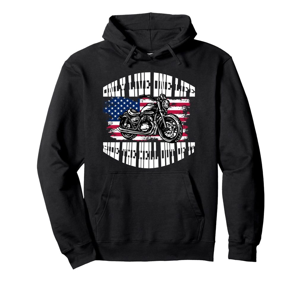 Biker Dad American Us Flag Hoodie - Aesthetic Graphic for Adults - T-Shirt, Sweatshirt, Hoodie